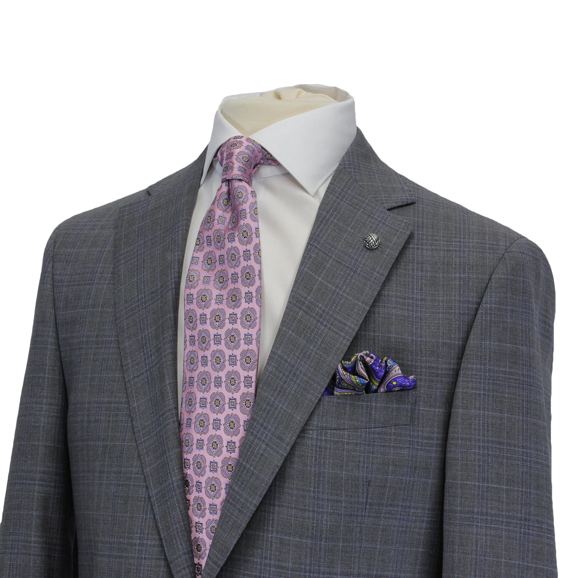 Gray with Blue Check Esprit Modern Fit Wool Suit - Jack Victor - Boutique Jacques International