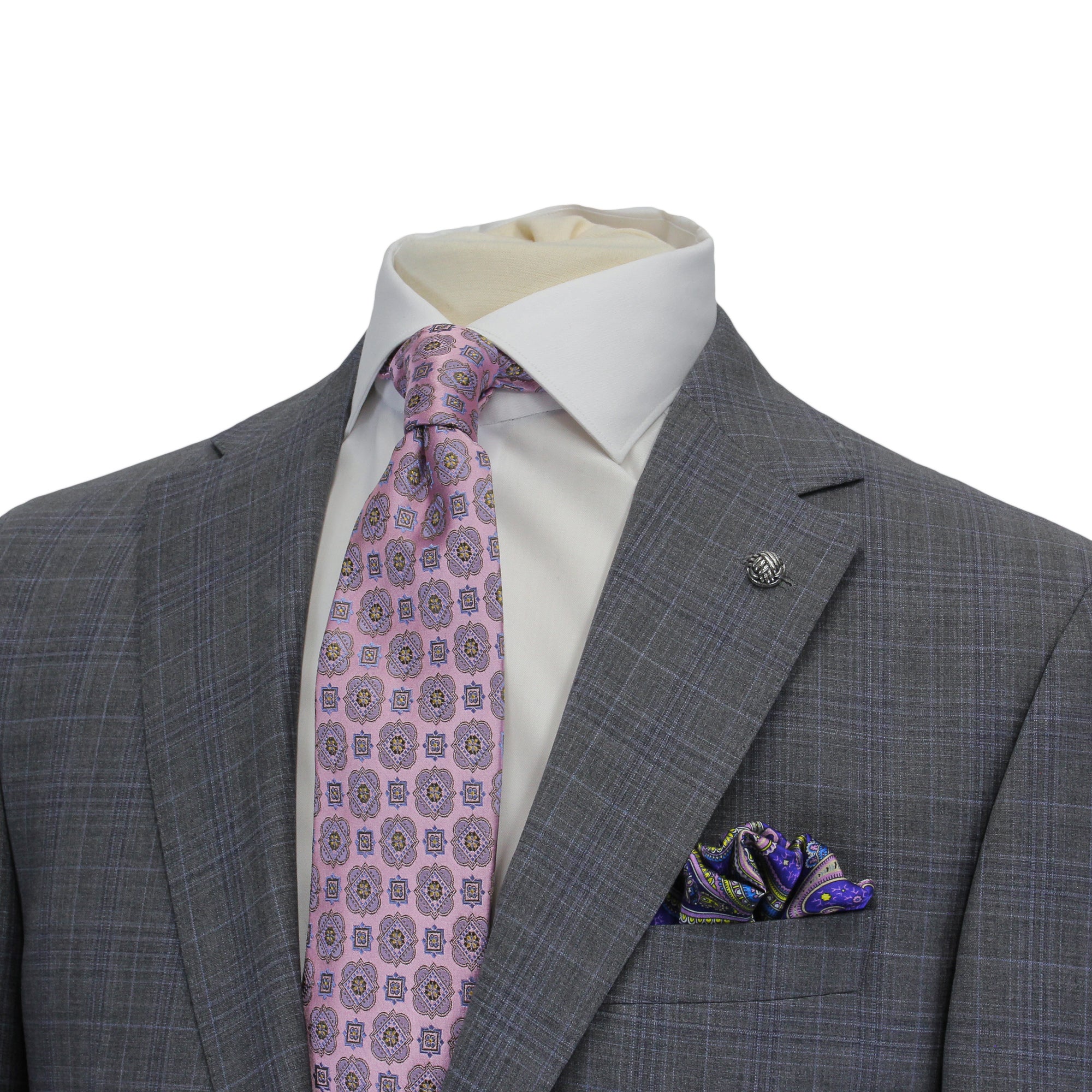 Gray with Blue Check Esprit Modern Fit Wool Suit - Jack Victor - Boutique Jacques International