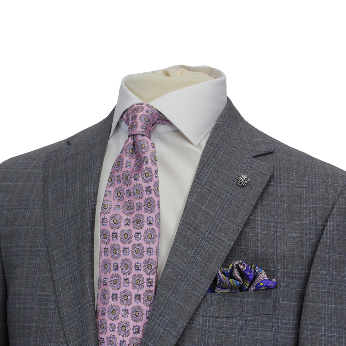 Gray with Blue Check Esprit Modern Fit Wool Suit - Jack Victor - Boutique Jacques International
