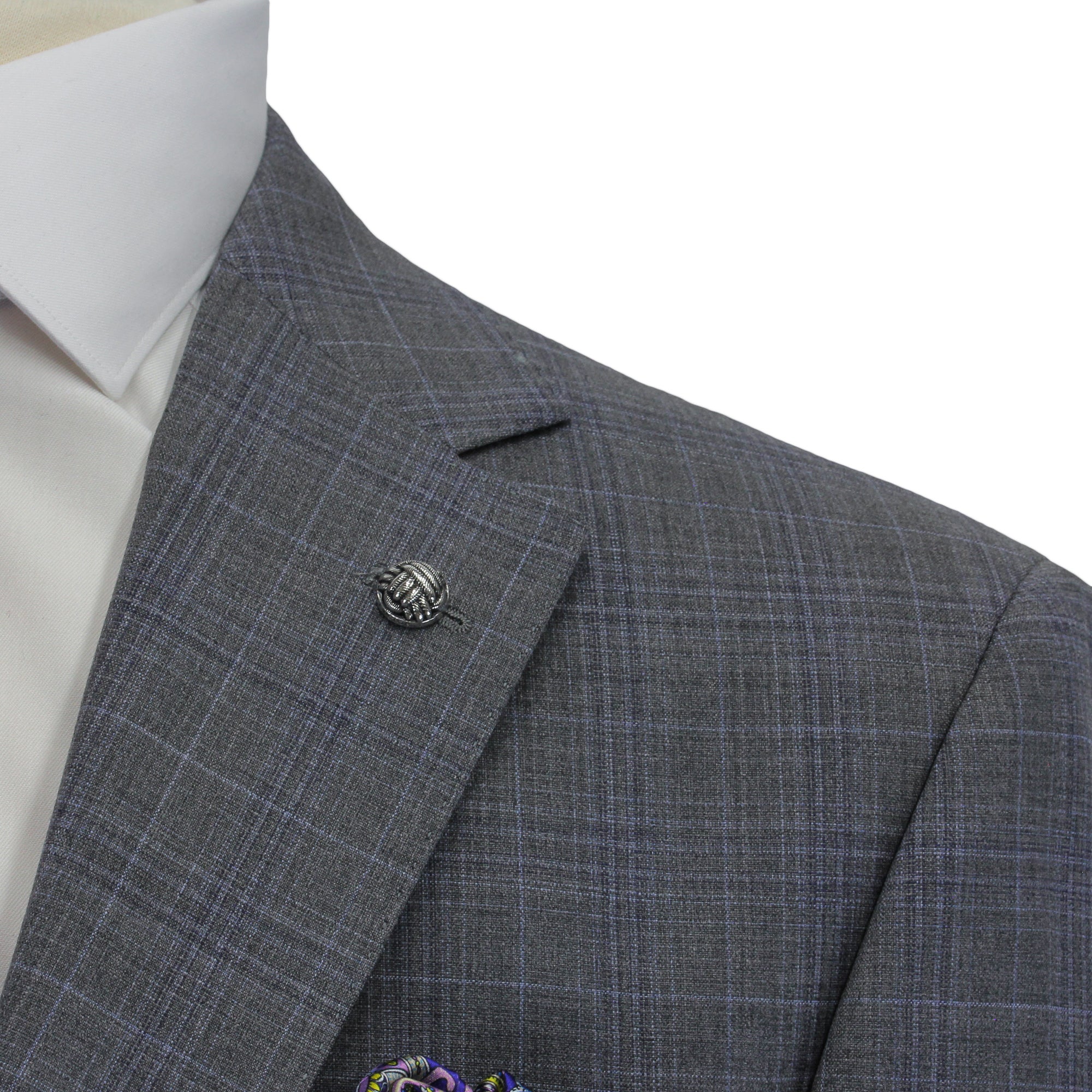 Gray with Blue Check Esprit Modern Fit Wool Suit - Jack Victor - Boutique Jacques International