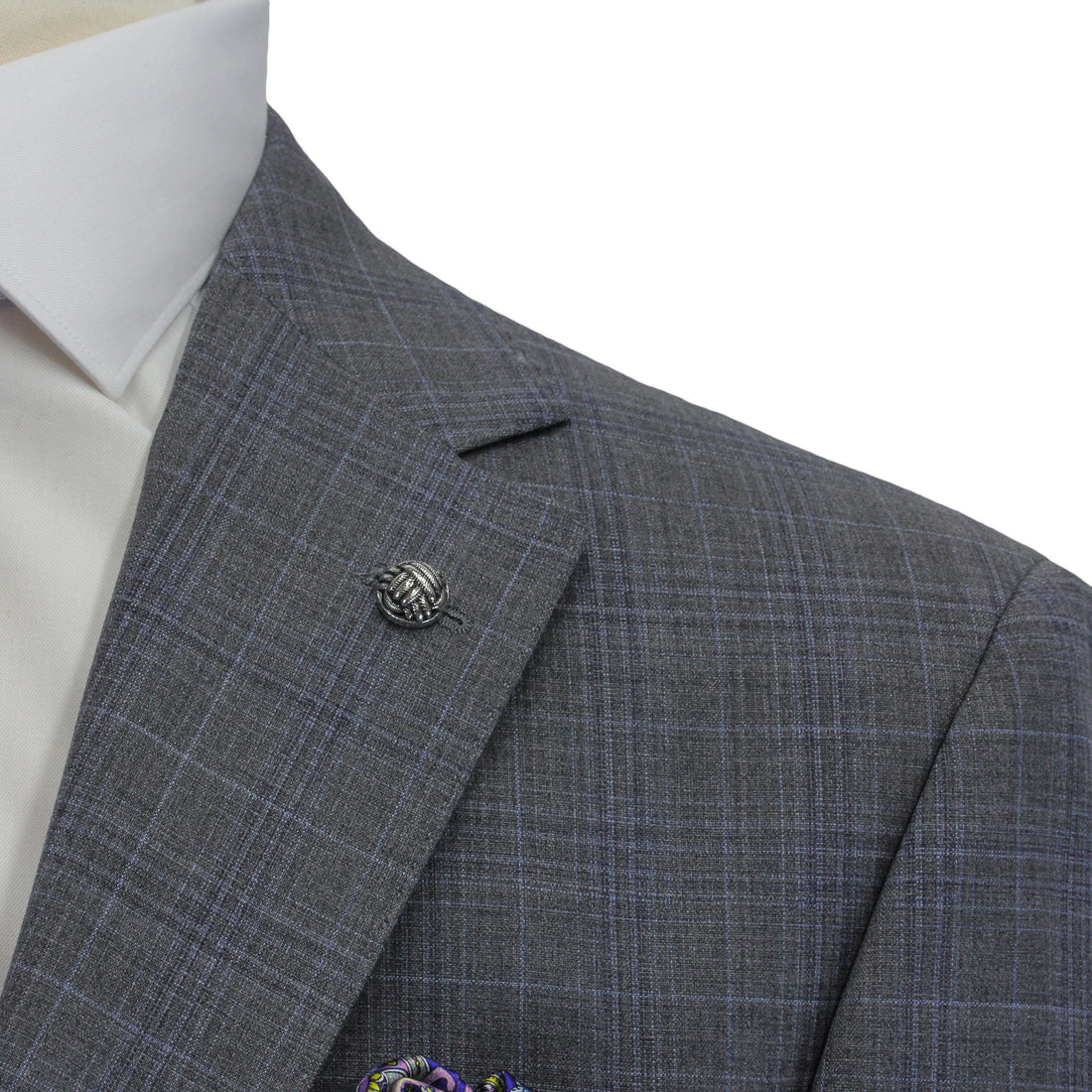 Gray with Blue Check Esprit Modern Fit Wool Suit - Jack Victor - Boutique Jacques International