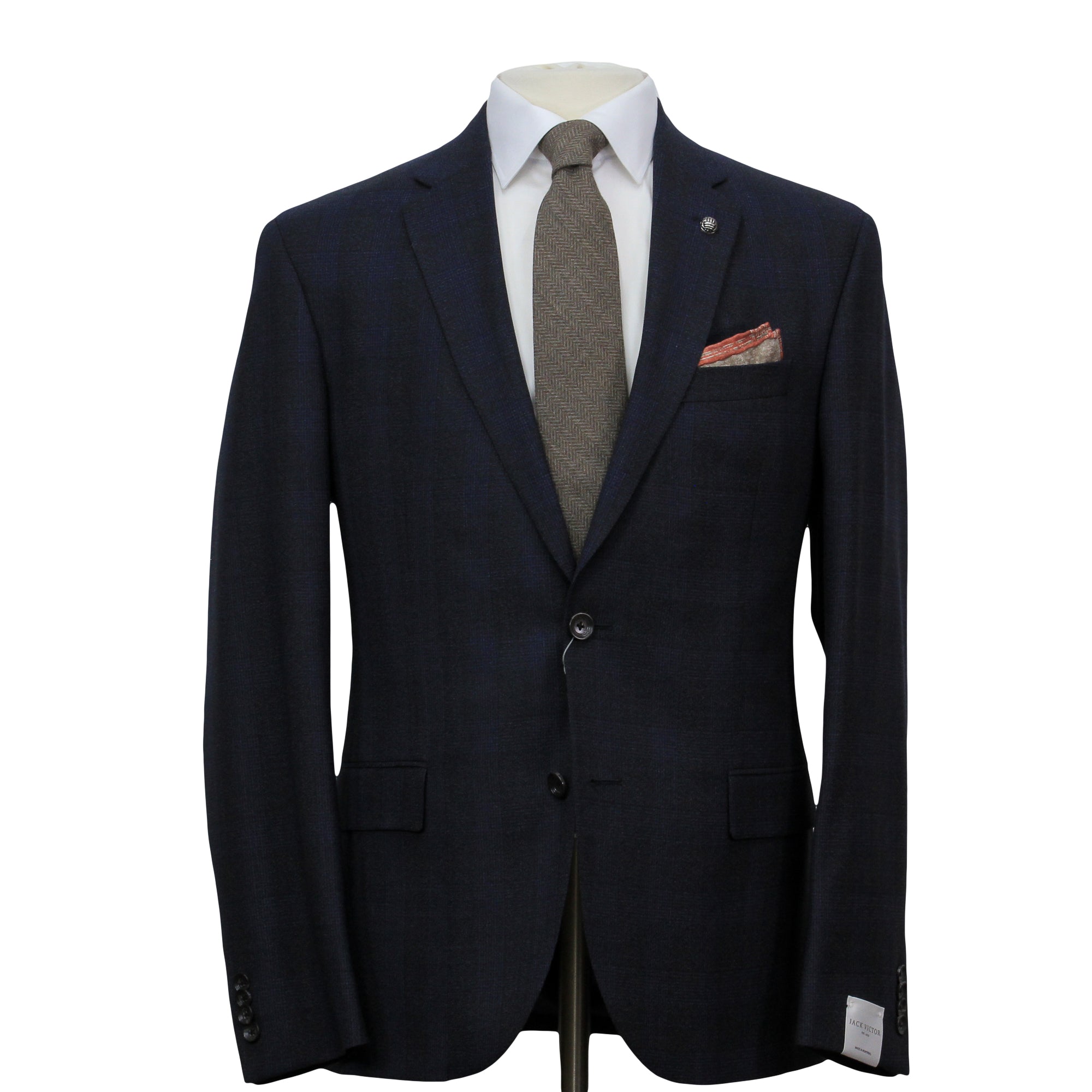 Navy Tonal Glen Check Drago Wool Fraser Slim Fit Suit