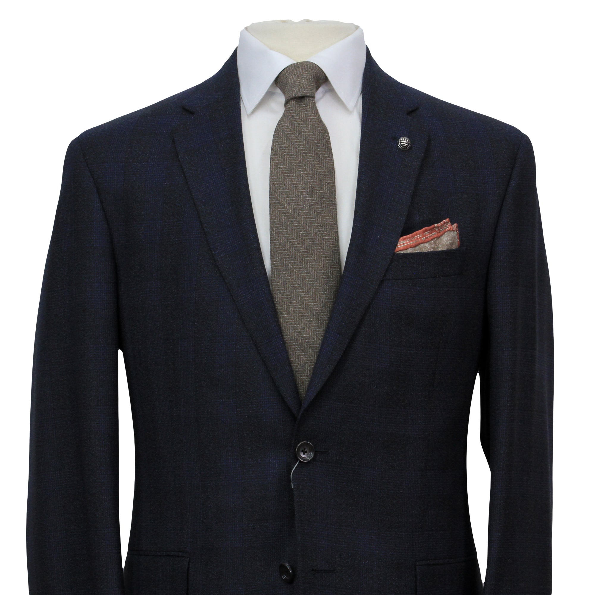 Navy Tonal Glen Check Drago Wool Fraser Slim Fit Suit