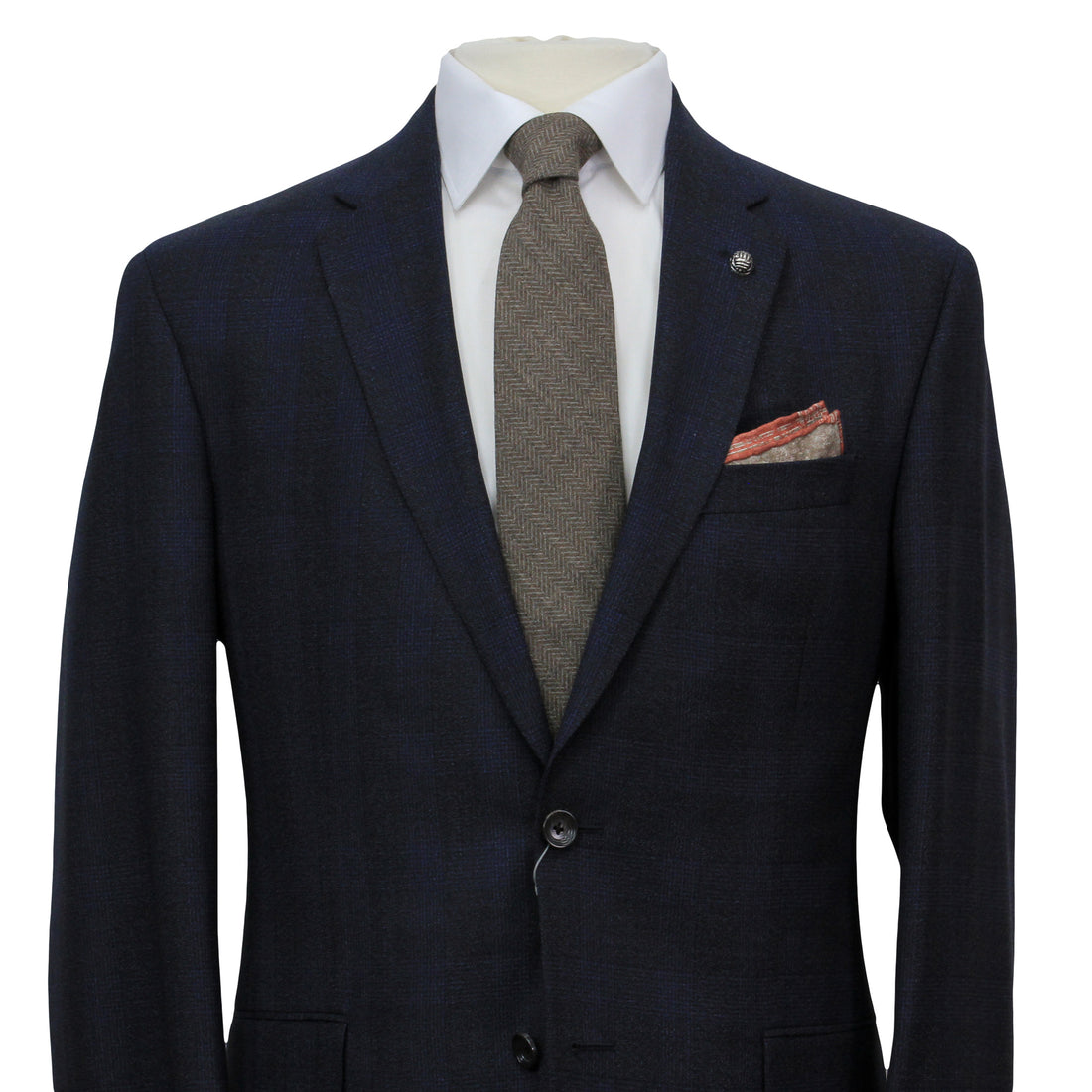 Navy Tonal Glen Check Drago Wool Fraser Slim Fit Suit