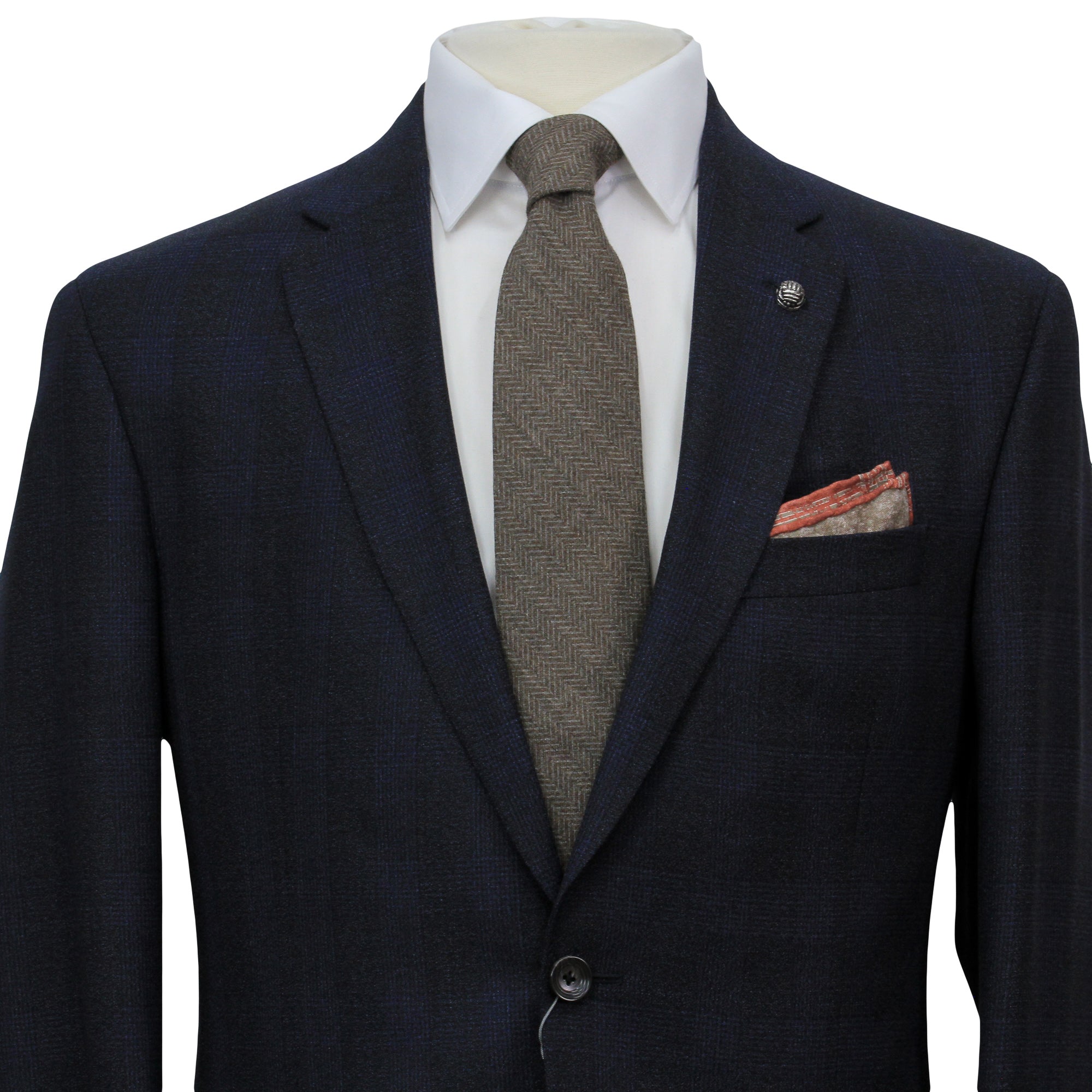 Navy Tonal Glen Check Drago Wool Fraser Slim Fit Suit