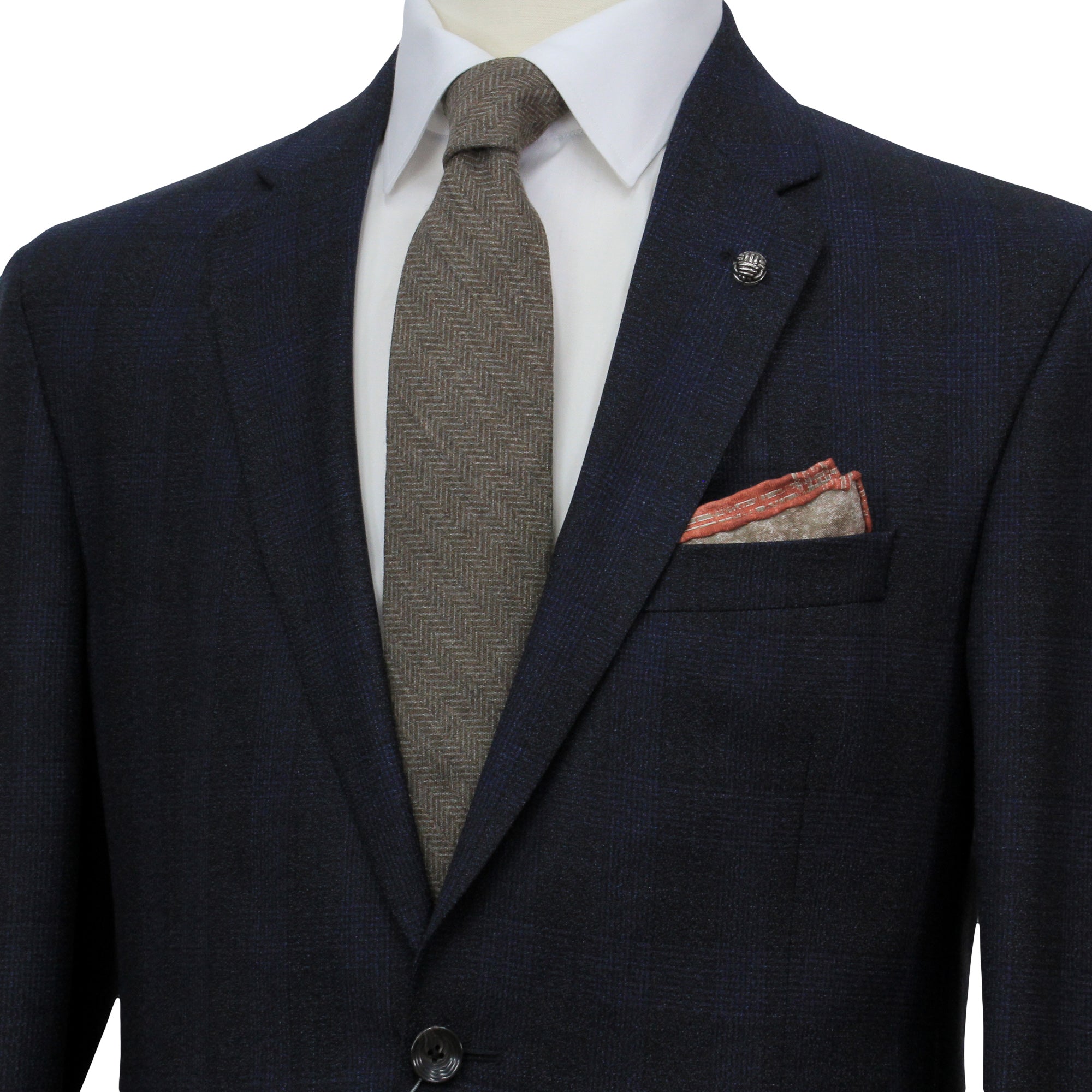 Navy Tonal Glen Check Drago Wool Fraser Slim Fit Suit