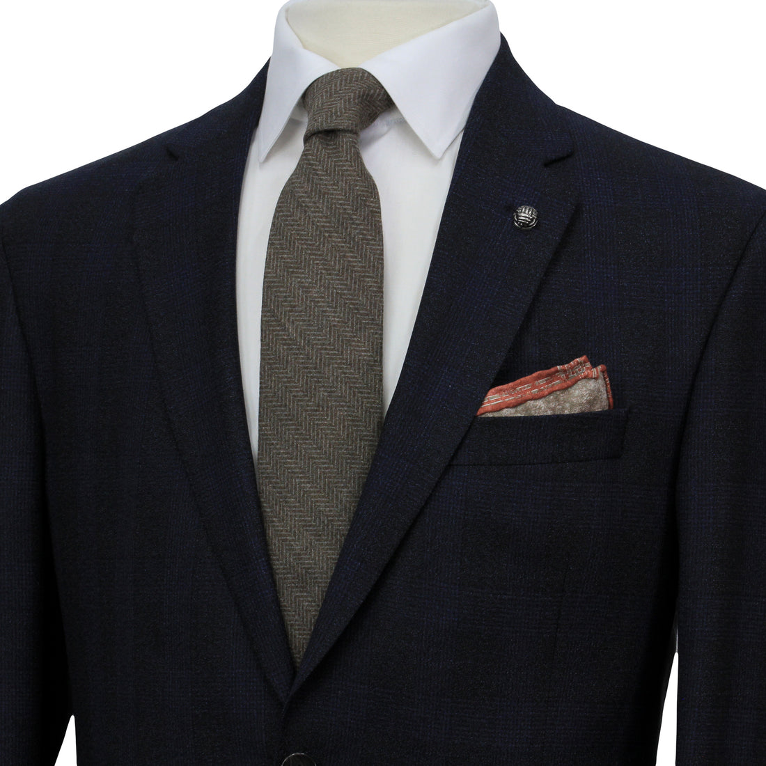 Navy Tonal Glen Check Drago Wool Fraser Slim Fit Suit