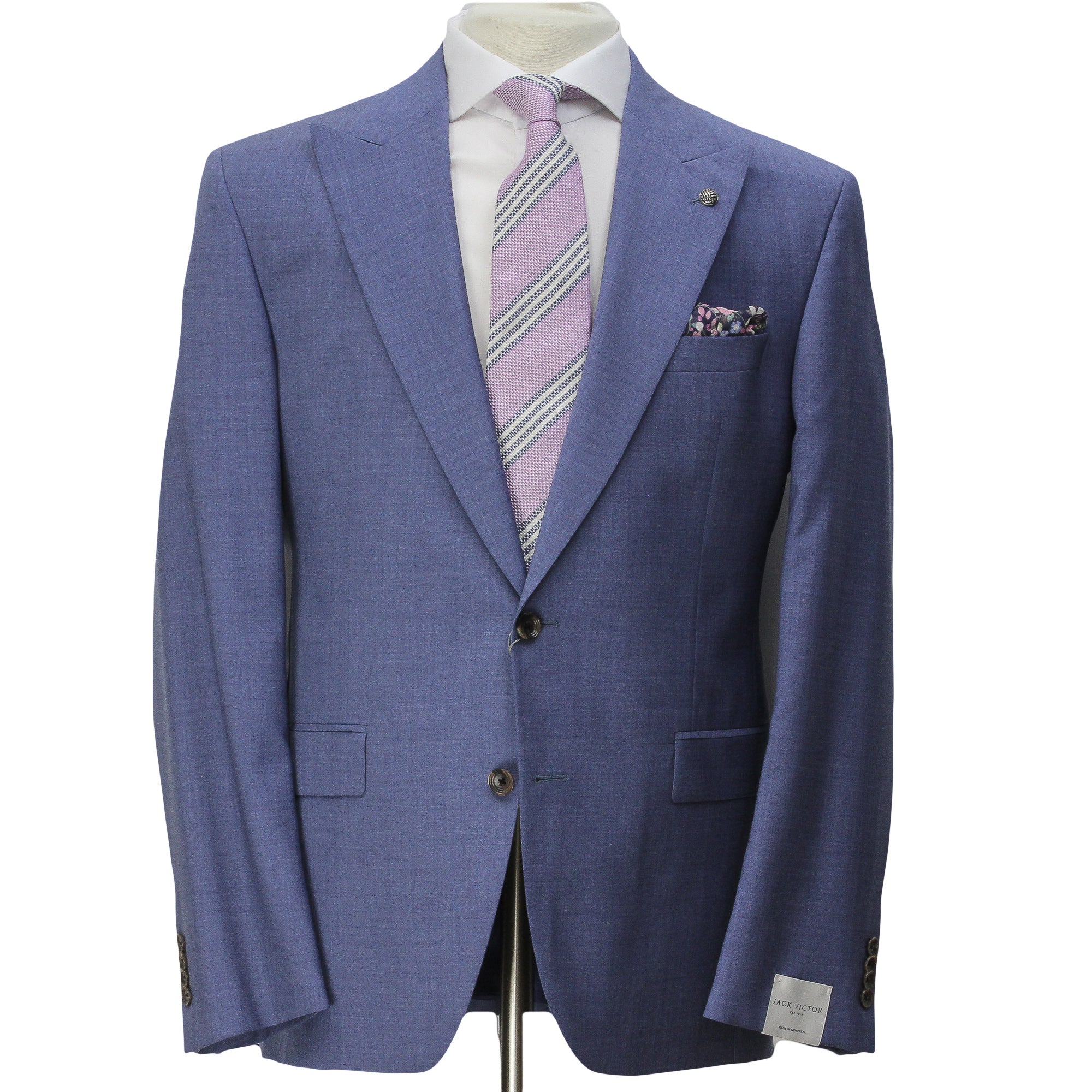 Light Blue Neat Peak Lapel Engel Modern Fit Wool Suit - Jack Victor