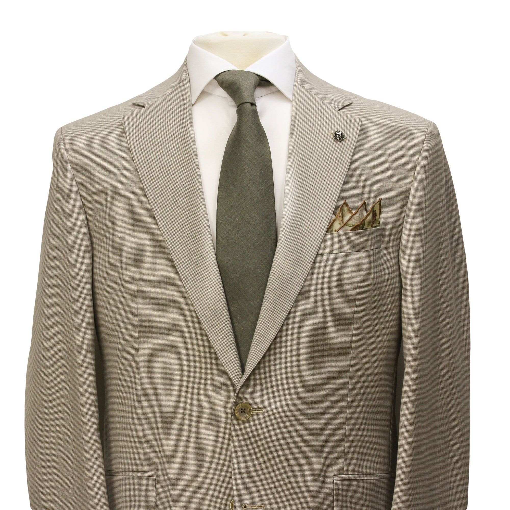 Oatmeal Micro-Houndstooth Super 100's Wool Esprit Modern Fit Suit - Jack Victor
