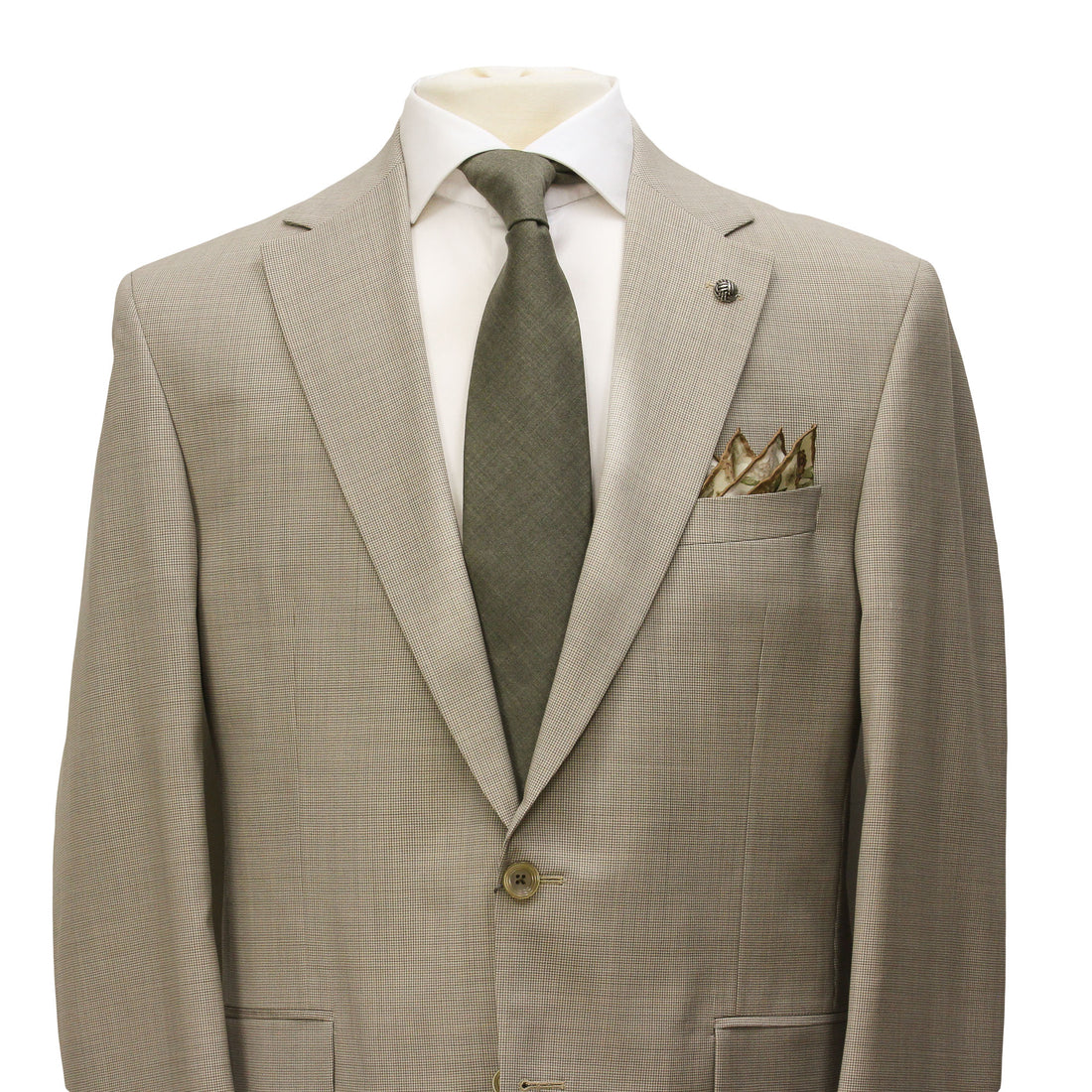 Oatmeal Micro-Houndstooth Super 100's Wool Esprit Modern Fit Suit - Jack Victor
