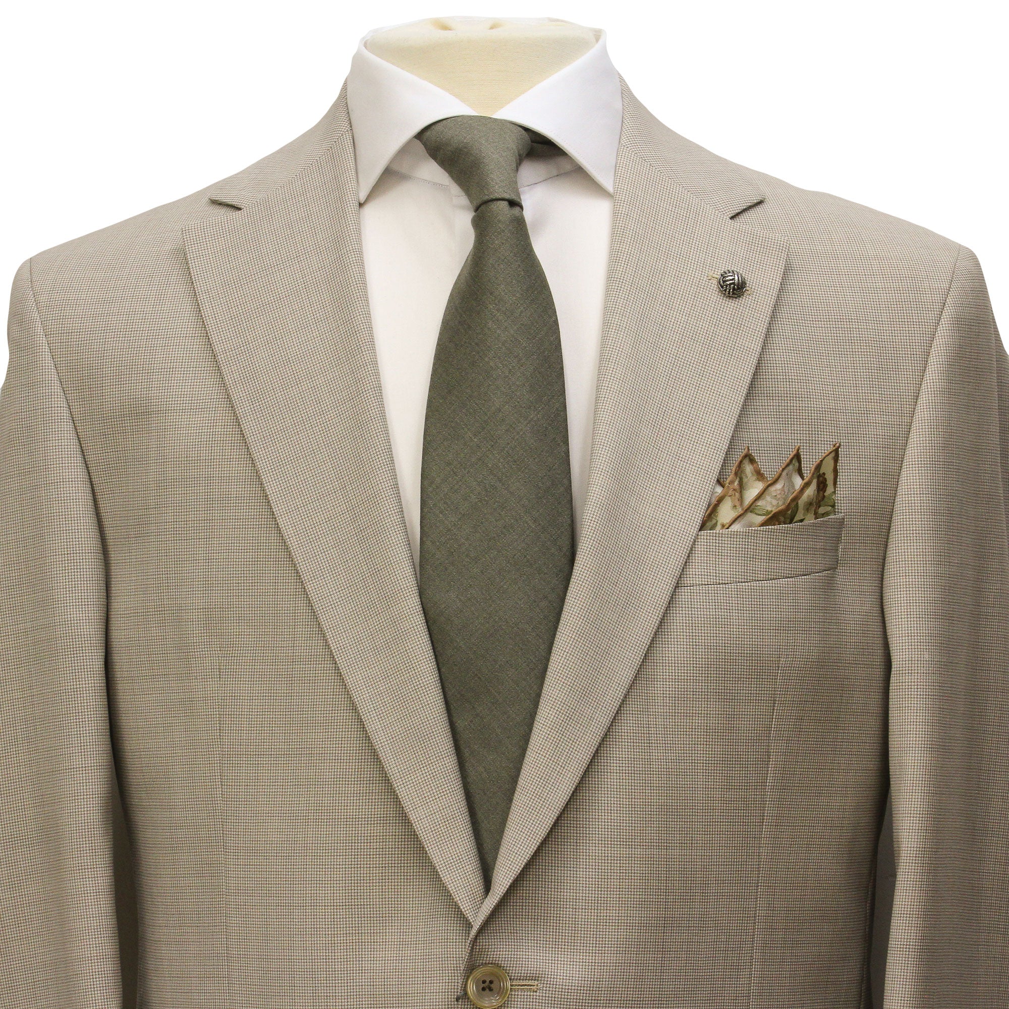 Oatmeal Micro-Houndstooth Super 100's Wool Esprit Modern Fit Suit - Jack Victor