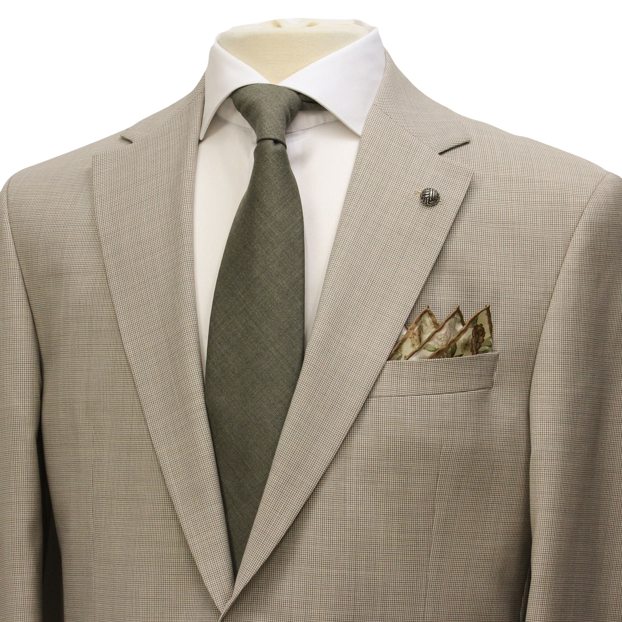 Oatmeal Micro-Houndstooth Super 100's Wool Esprit Modern Fit Suit - Jack Victor