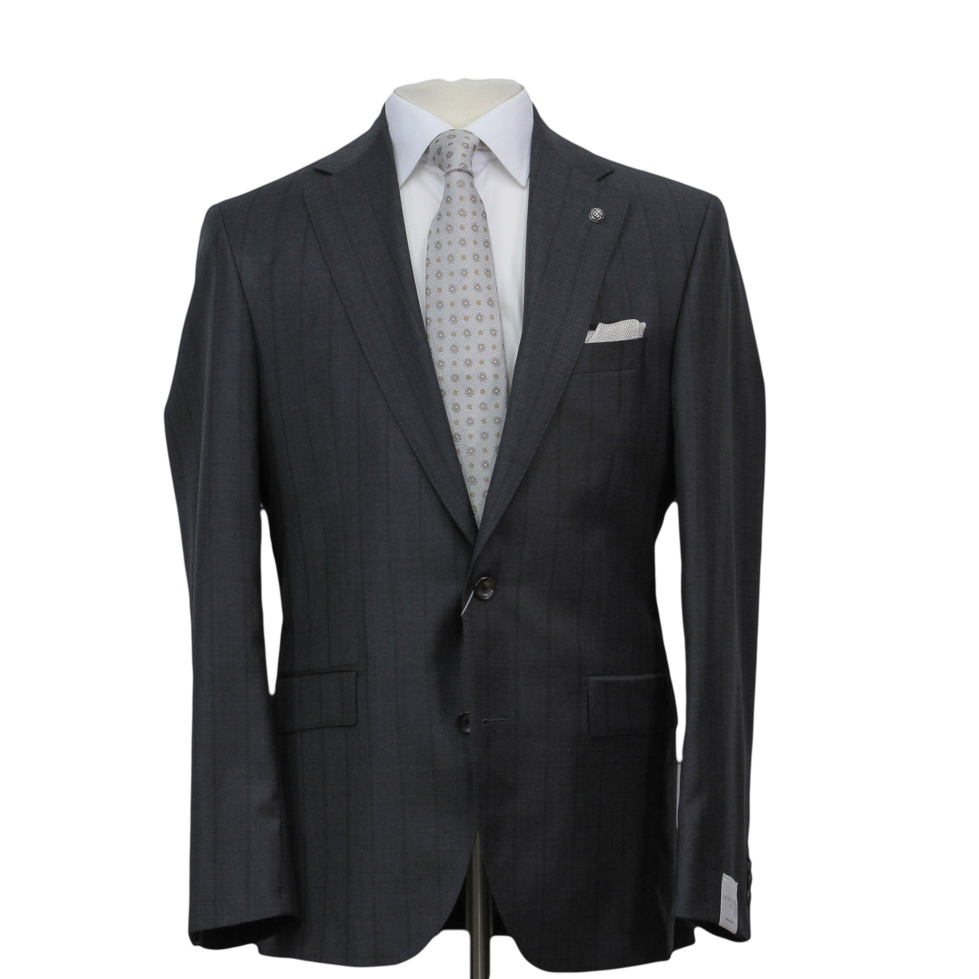 Charcoal Striped Super 170's Wool-Cashmere Modern Fit Suit - Jack Victor 1913