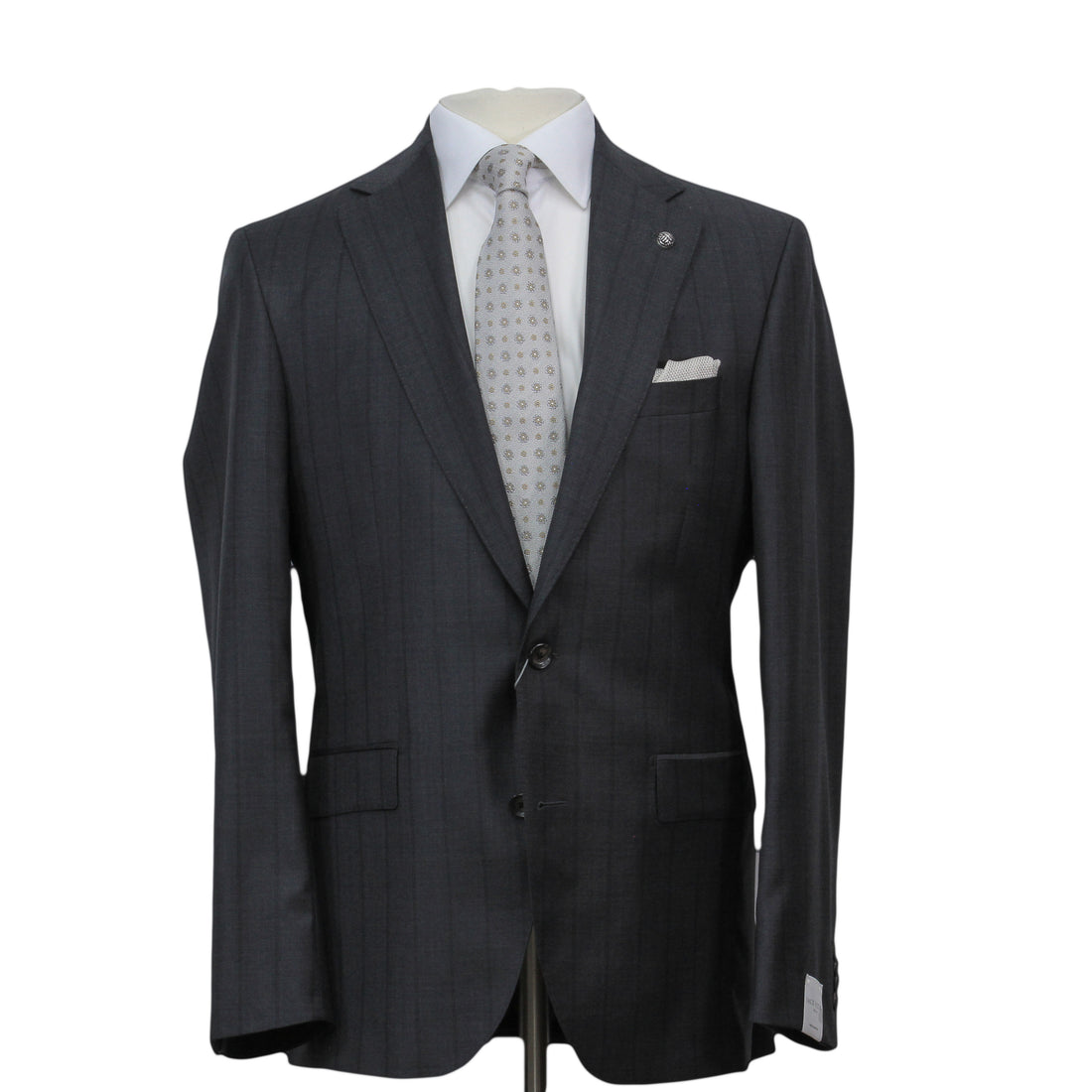 Charcoal Striped Super 170's Wool-Cashmere Modern Fit Suit - Jack Victor 1913