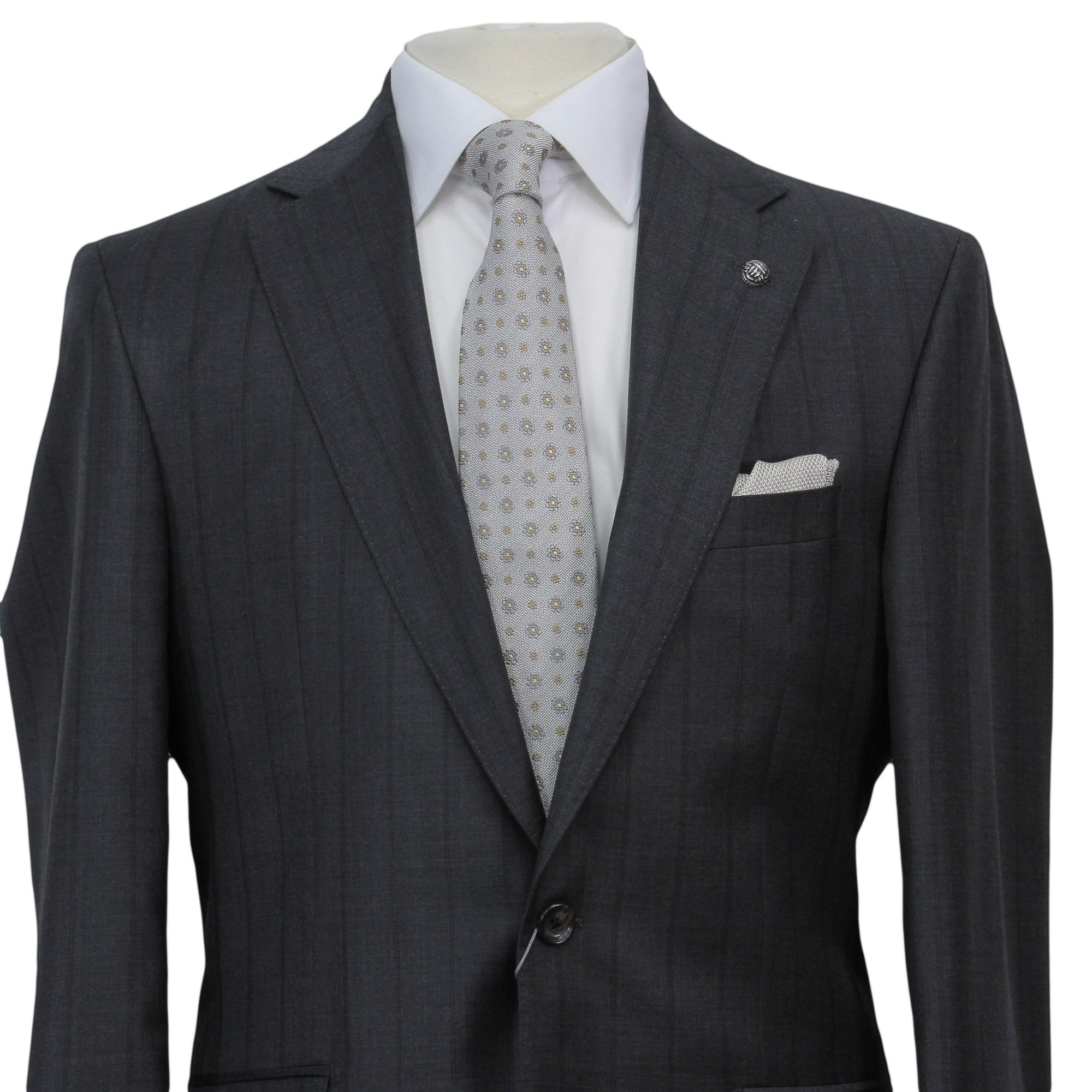 Charcoal Striped Super 170's Wool-Cashmere Modern Fit Suit - Jack Victor 1913