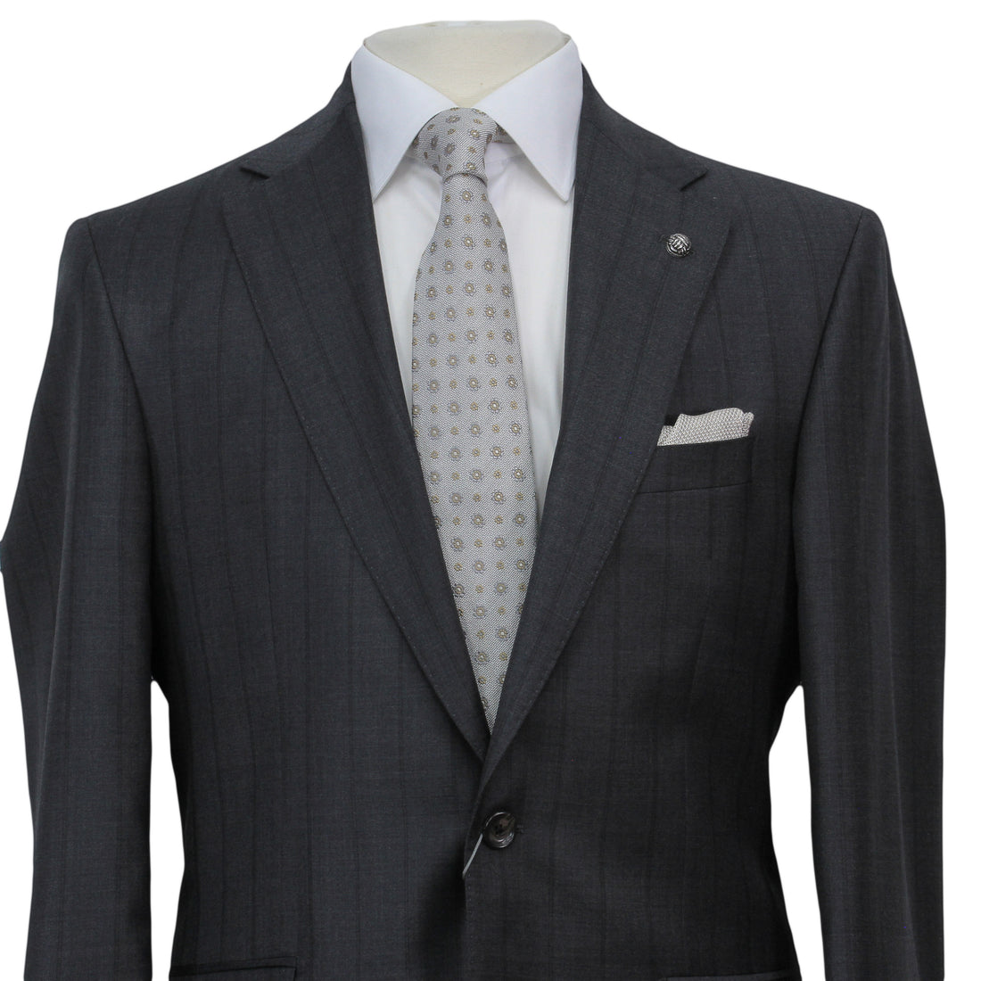 Charcoal Striped Super 170's Wool-Cashmere Modern Fit Suit - Jack Victor 1913