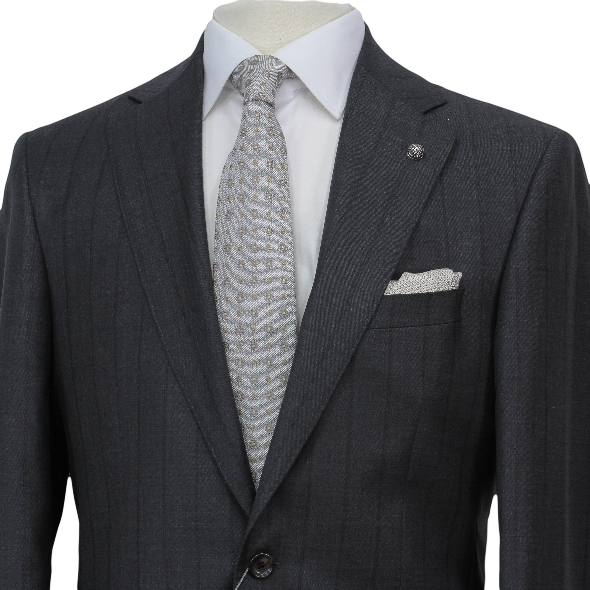 Charcoal Striped Super 170's Wool-Cashmere Modern Fit Suit - Jack Victor 1913