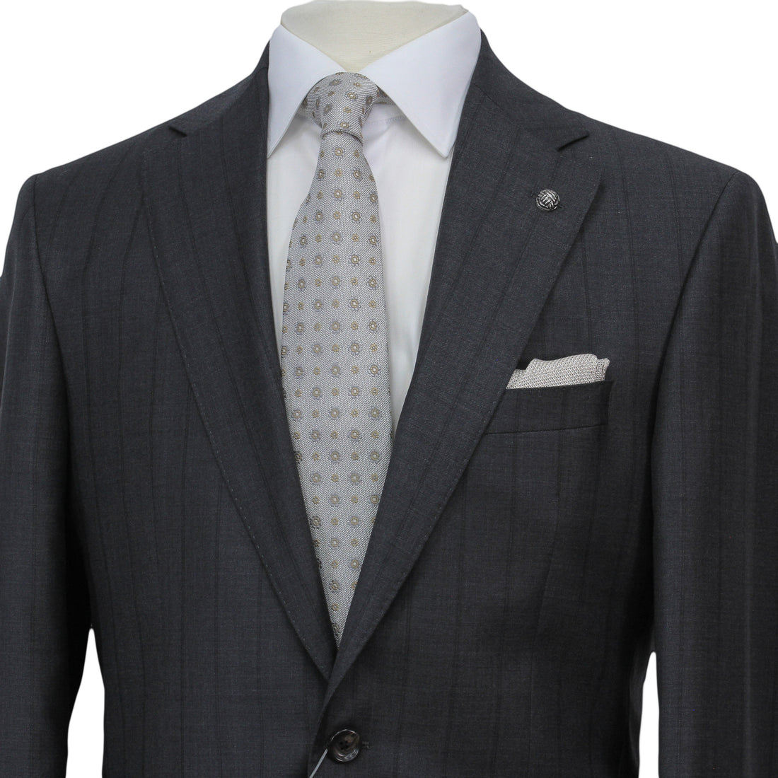 Charcoal Striped Super 170's Wool-Cashmere Modern Fit Suit - Jack Victor 1913