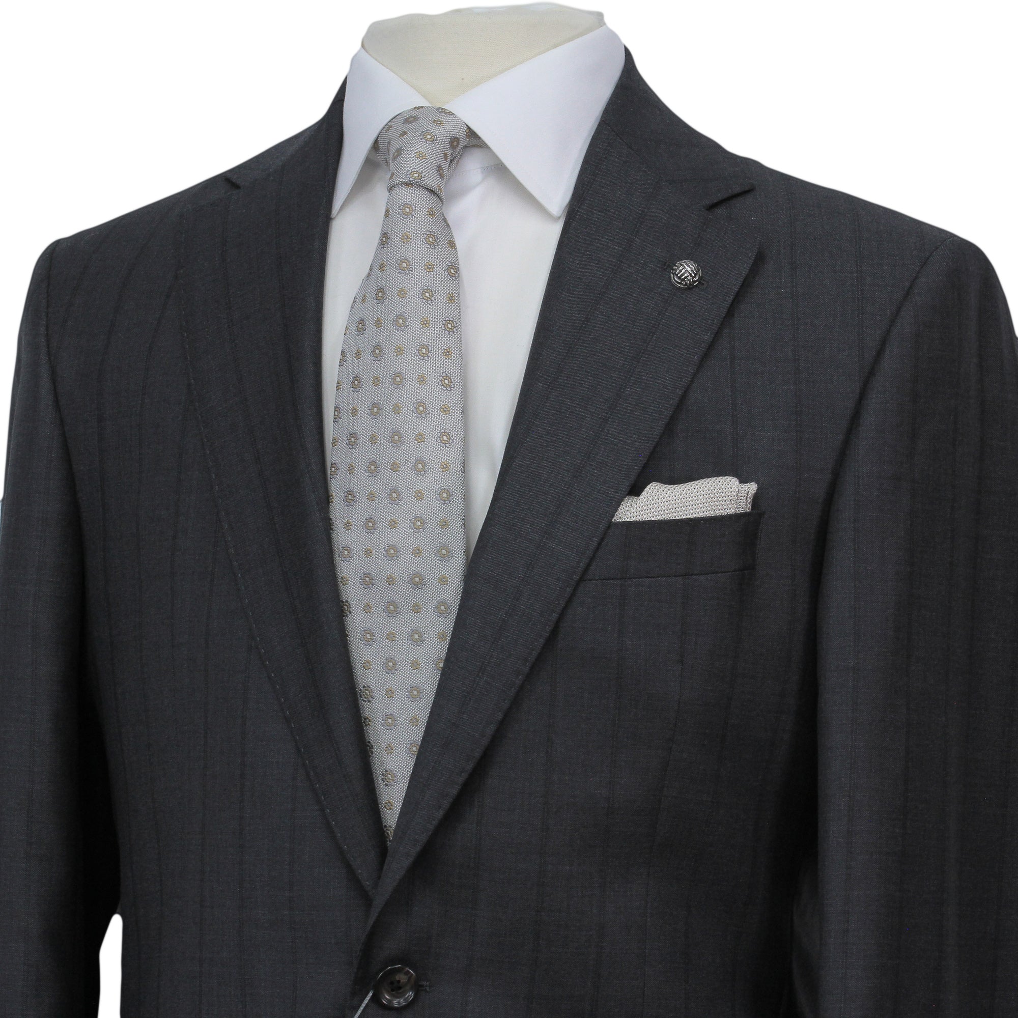 Charcoal Striped Super 170's Wool-Cashmere Modern Fit Suit - Jack Victor 1913