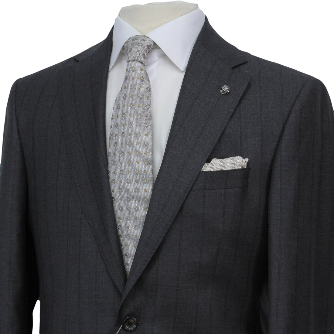 Charcoal Striped Super 170's Wool-Cashmere Modern Fit Suit - Jack Victor 1913