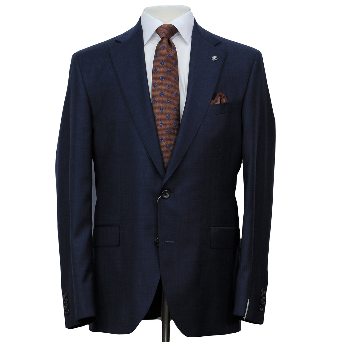Dark Blue Check Super 170's Wool-Cashmere Modern Fit Suit - Jack Victor 1913