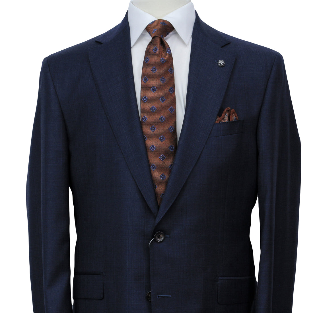 Dark Blue Check Super 170's Wool-Cashmere Modern Fit Suit - Jack Victor 1913