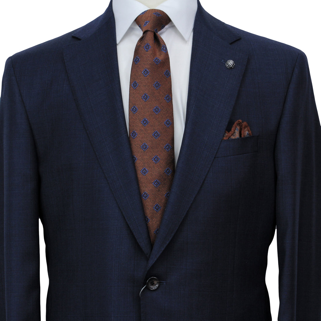 Dark Blue Check Super 170's Wool-Cashmere Modern Fit Suit - Jack Victor 1913