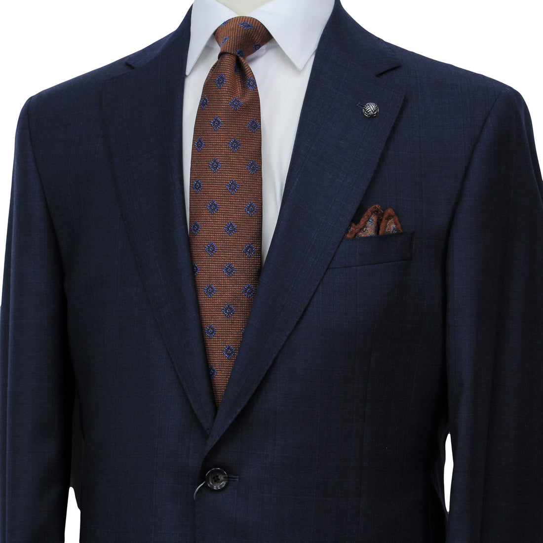 Dark Blue Check Super 170's Wool-Cashmere Modern Fit Suit - Jack Victor 1913
