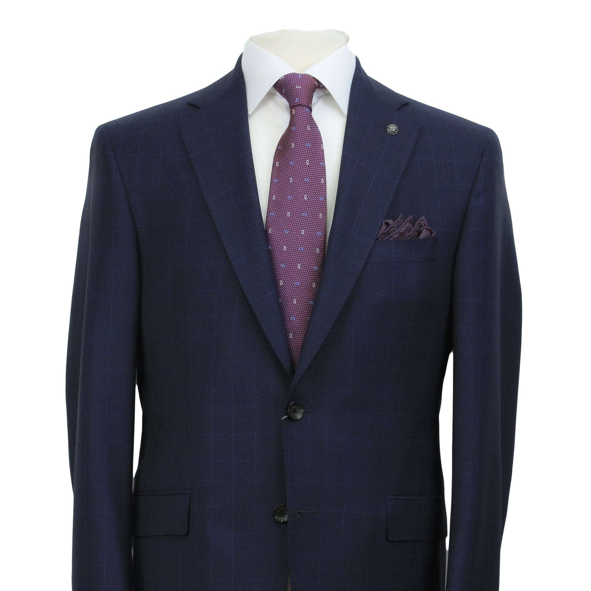 Blue Check Drago Wool Esprit Modern Fit Suit - Jack Victor