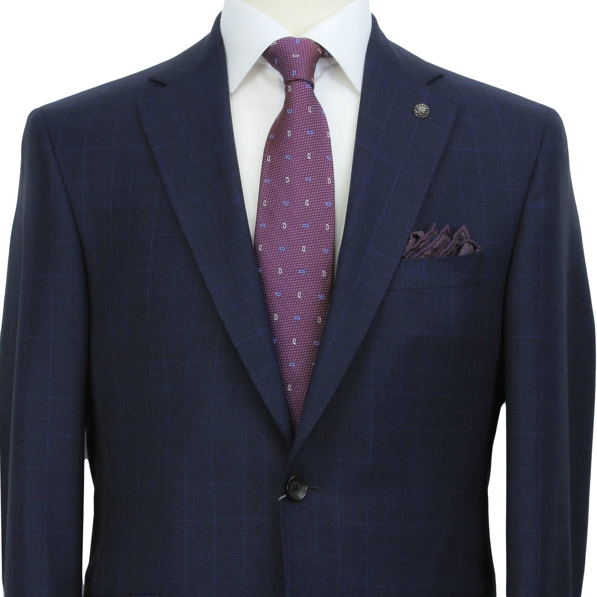 Blue Check Drago Wool Esprit Modern Fit Suit - Jack Victor