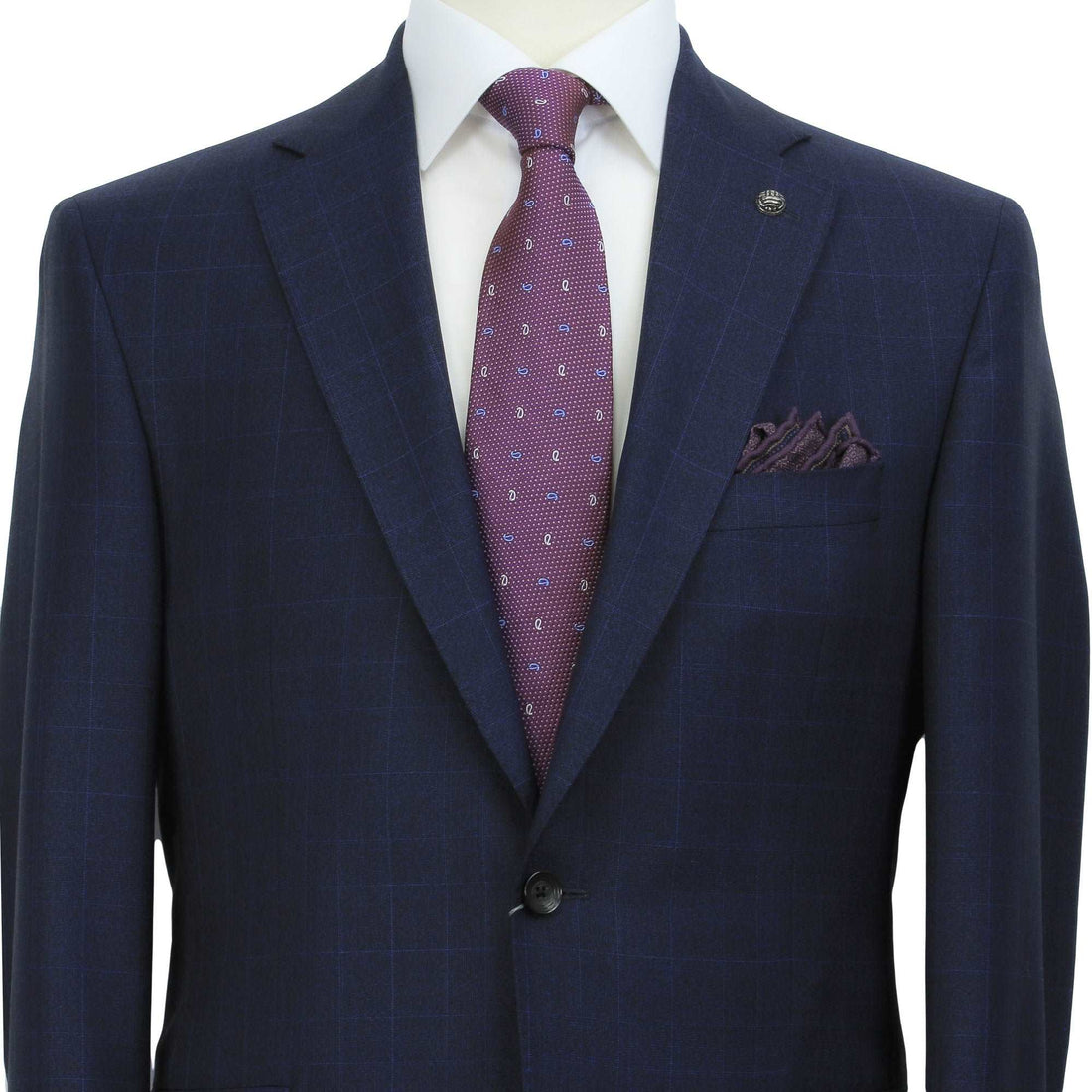 Blue Check Drago Wool Esprit Modern Fit Suit - Jack Victor