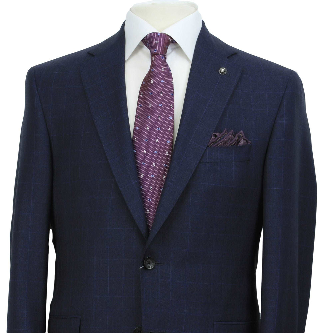 Blue Check Drago Wool Esprit Modern Fit Suit - Jack Victor