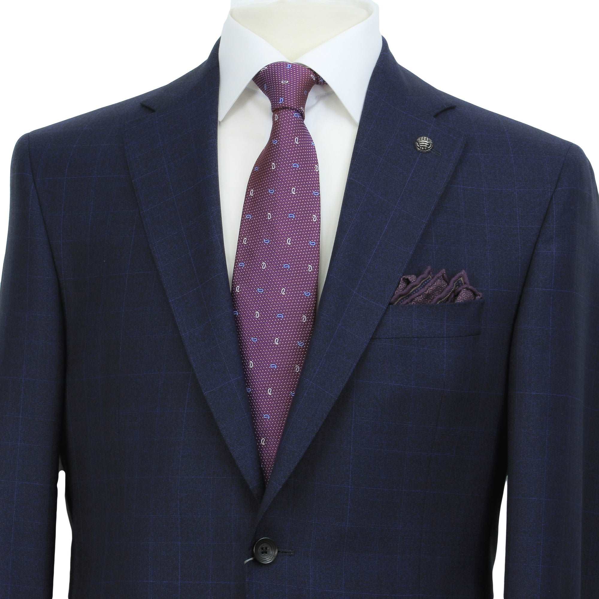 Blue Check Drago Wool Esprit Modern Fit Suit - Jack Victor
