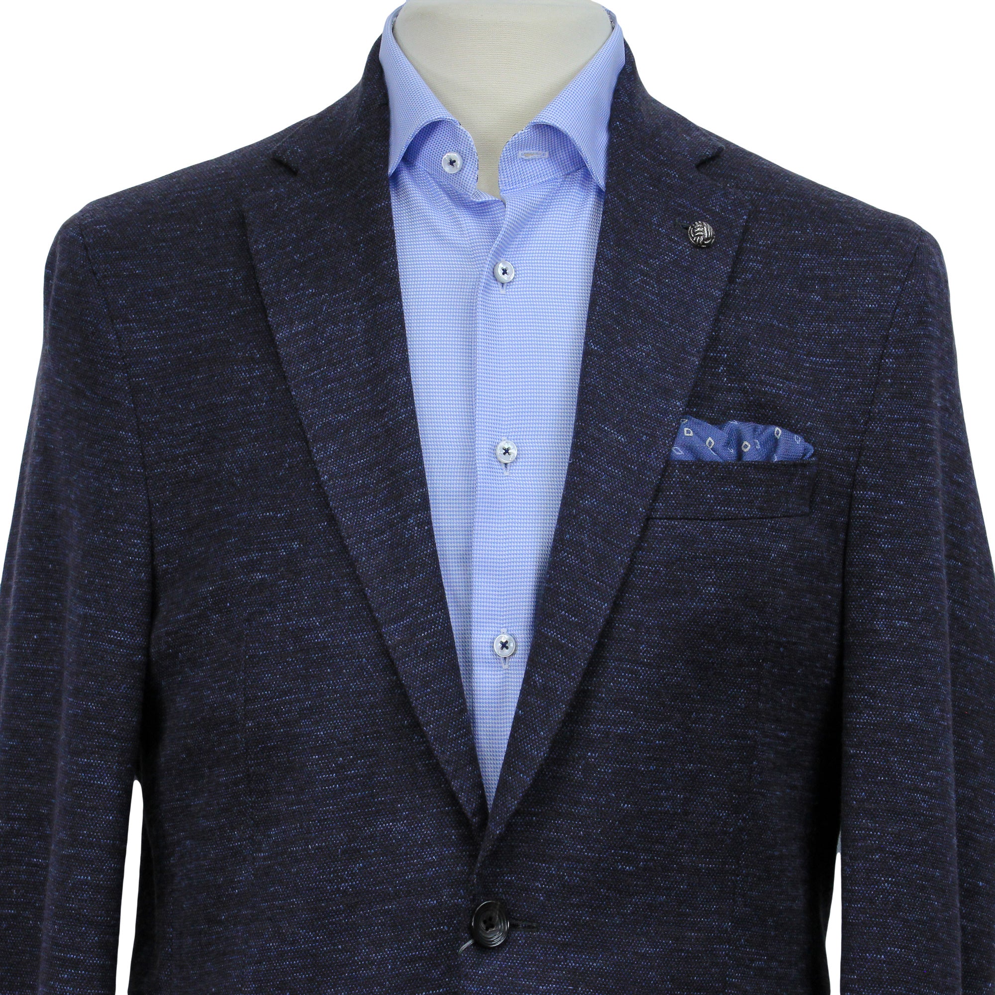 Blue Mélange Wool & Silk Hartford Contemporary Fit Sport Coat - Jack Victor