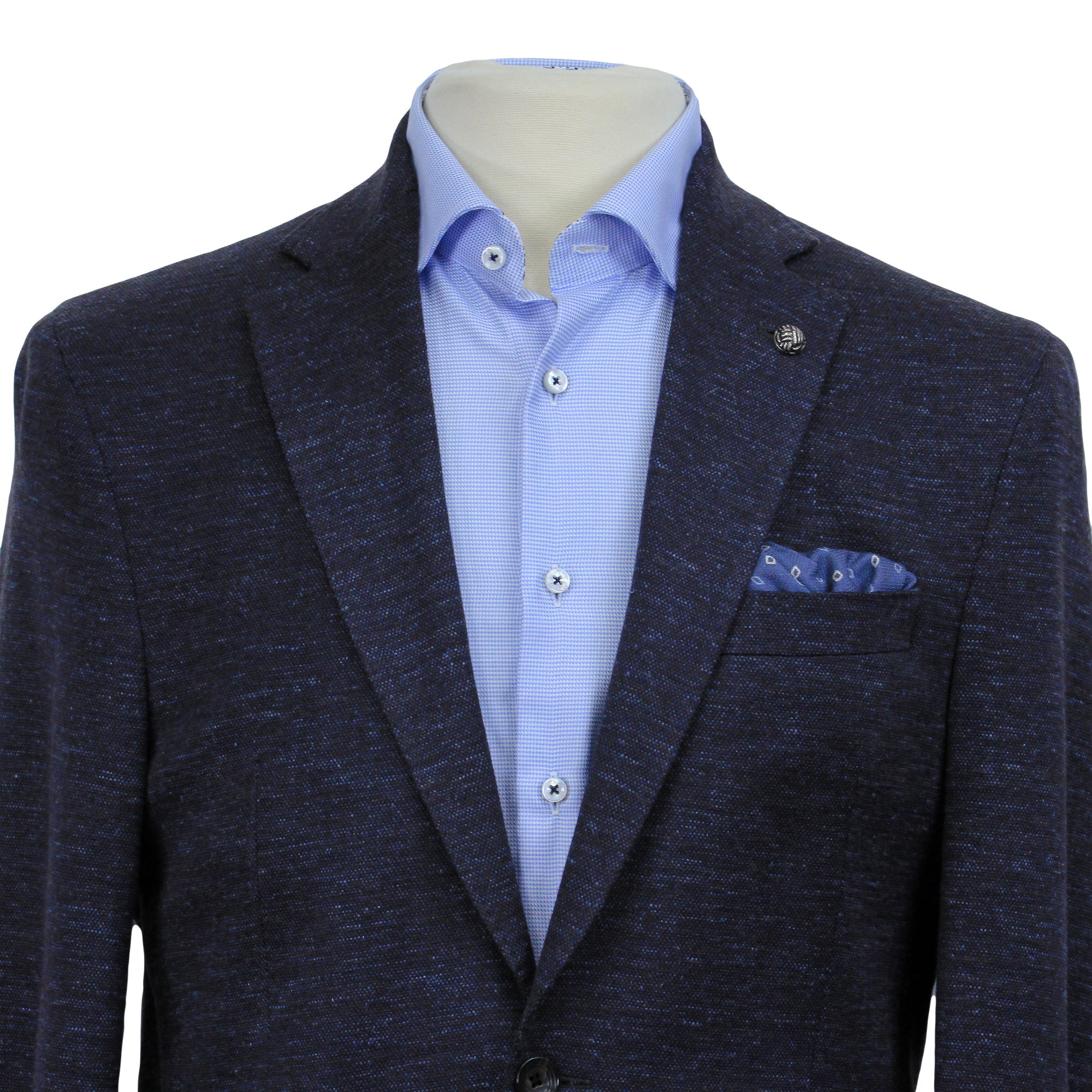 Blue Mélange Wool & Silk Hartford Contemporary Fit Sport Coat - Jack Victor