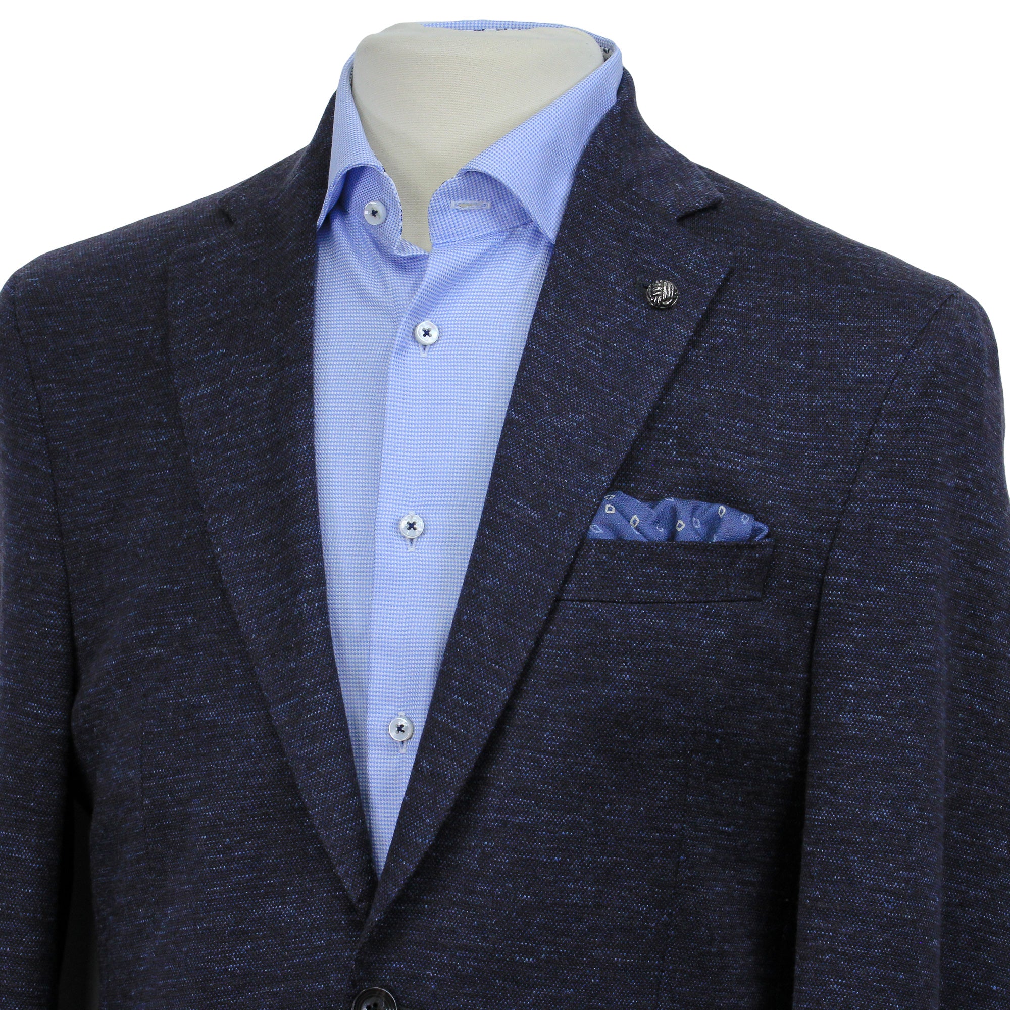 Blue Mélange Wool & Silk Hartford Contemporary Fit Sport Coat