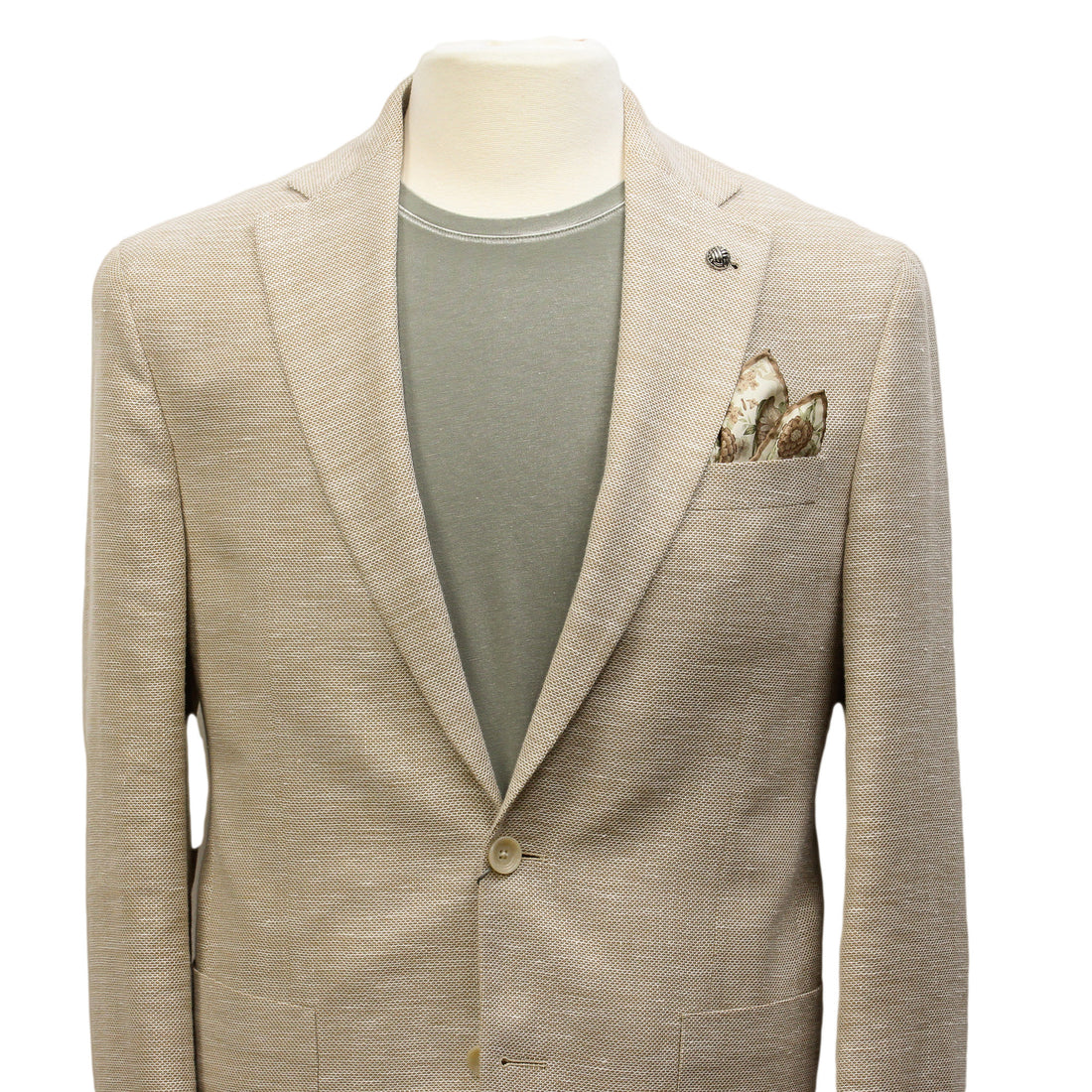 Sand Honeycomb Hampton Contemporary Fit Wool-Linen Sport Jacket - Jack Victor