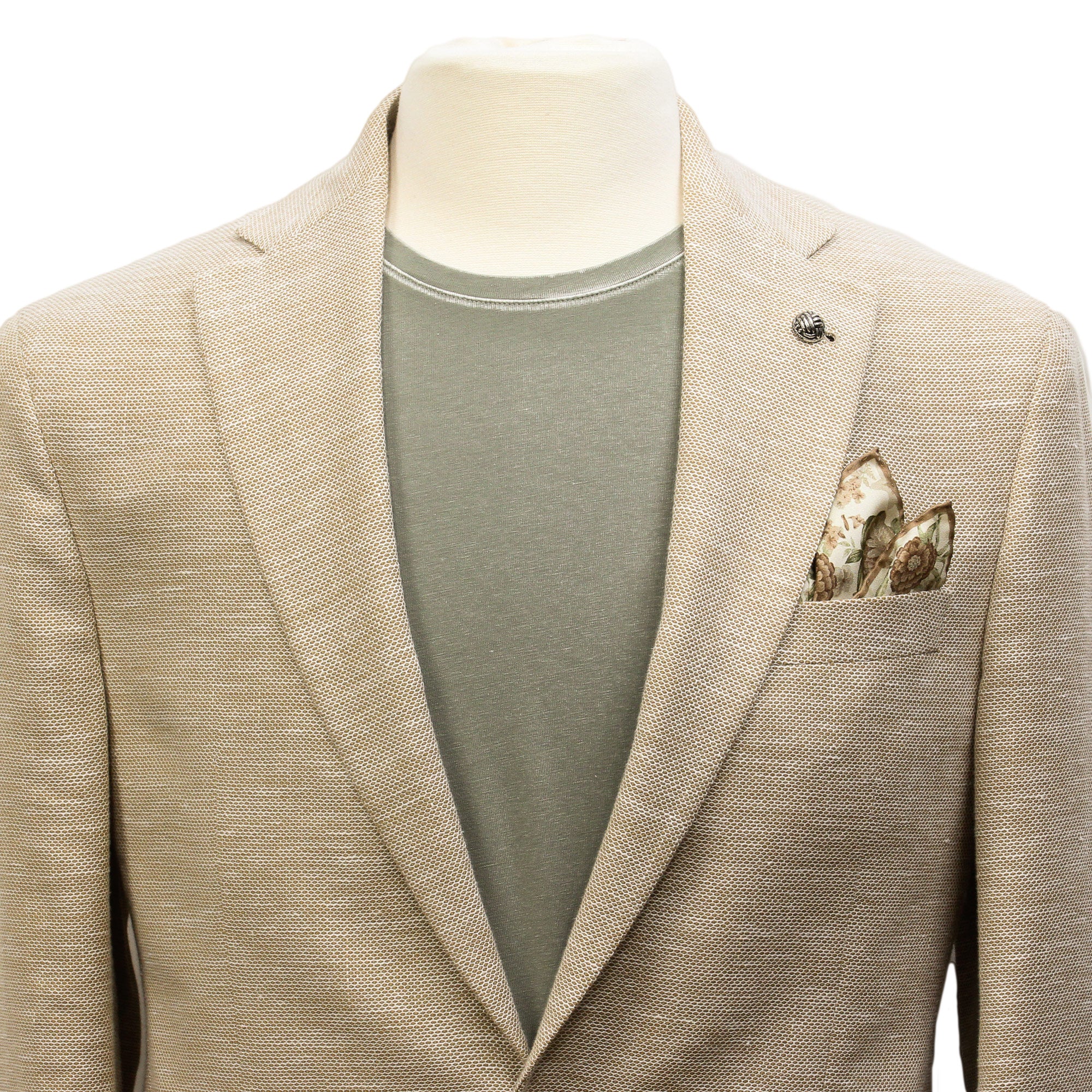Sand Honeycomb Hampton Contemporary Fit Wool-Linen Sport Jacket - Jack Victor