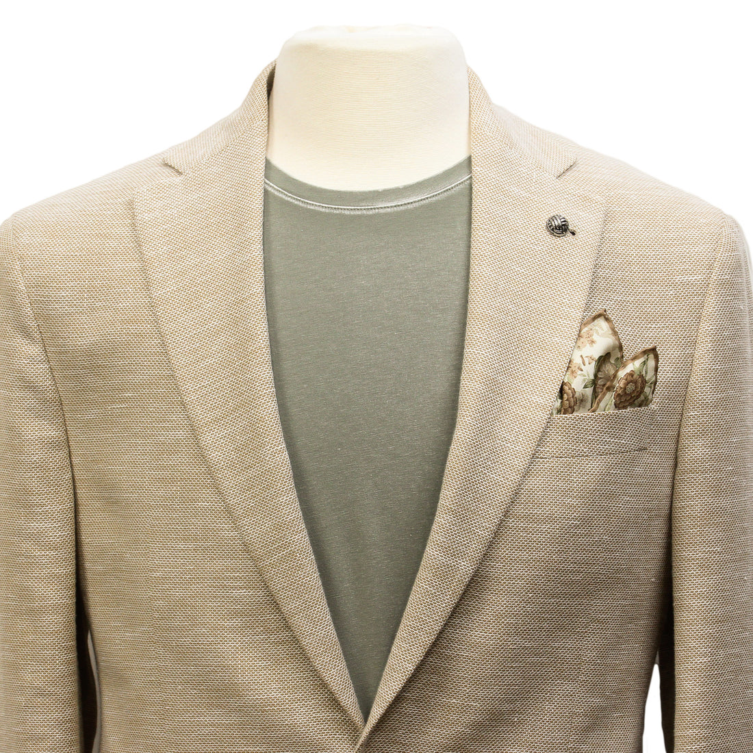 Sand Honeycomb Hampton Contemporary Fit Wool-Linen Sport Jacket - Jack Victor