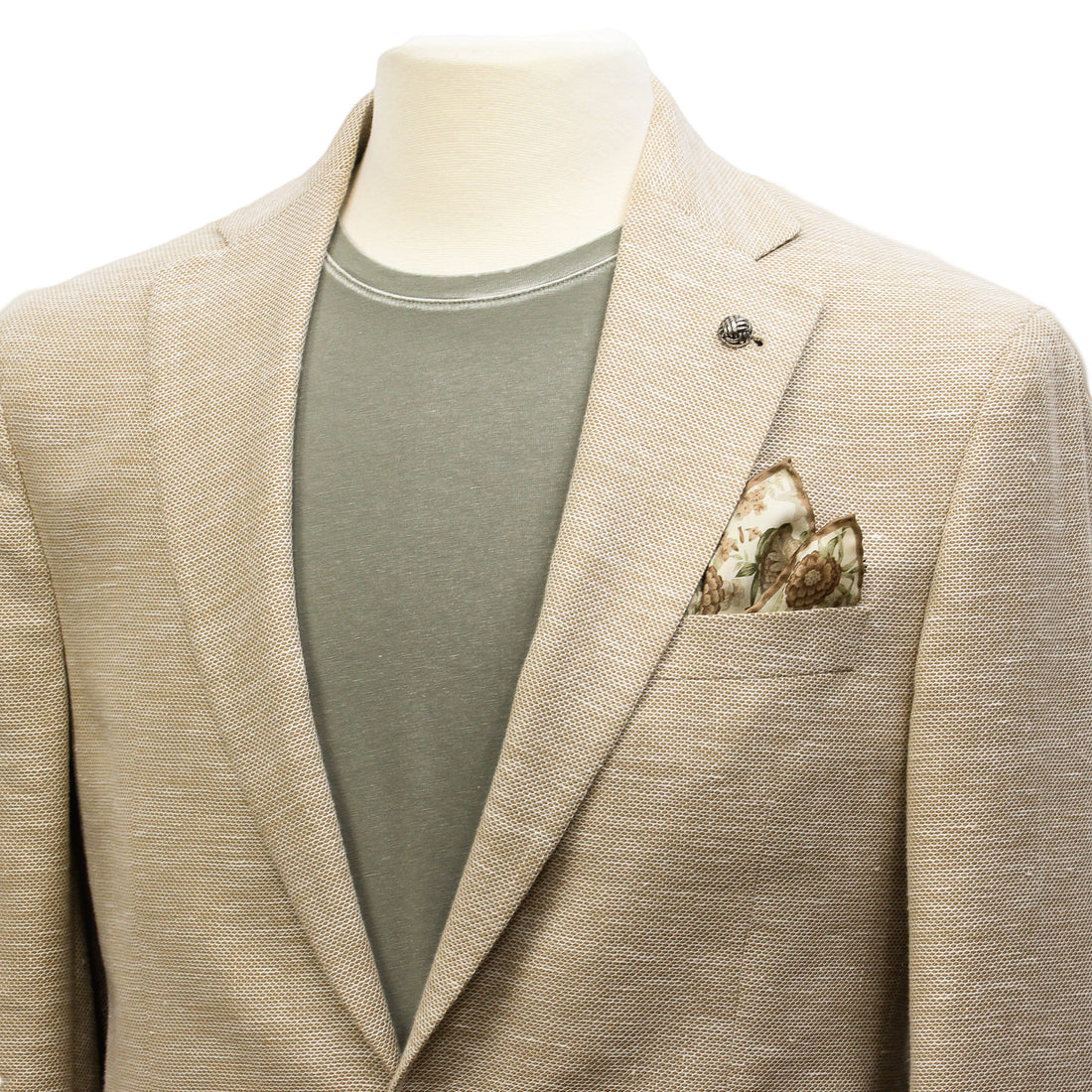 Sand Honeycomb Hampton Contemporary Fit Wool-Linen Sport Jacket - Jack Victor