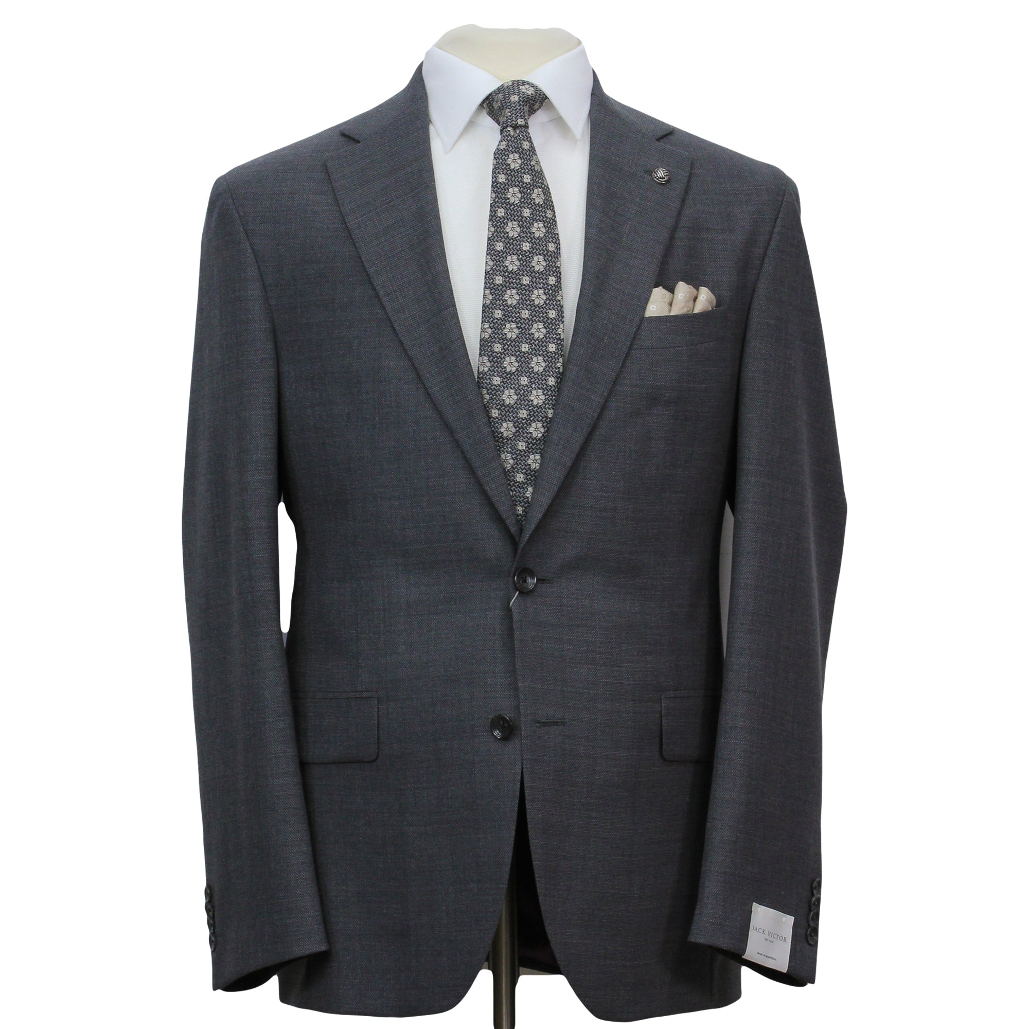 Charcoal Semi-Solid Wool Stretch Dean Contemporary Fit Suit - Jack Victor