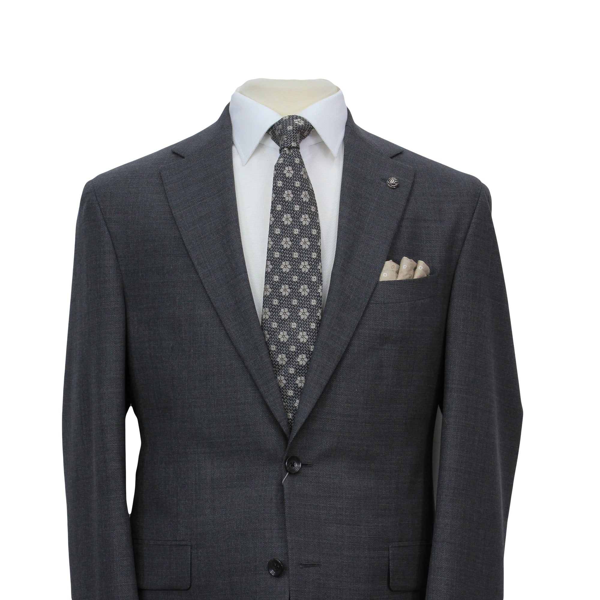Charcoal Semi-Solid Wool Stretch Dean Contemporary Fit Suit - Jack Victor