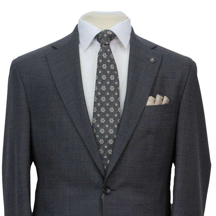 Charcoal Semi-Solid Wool Stretch Dean Contemporary Fit Suit - Jack Victor