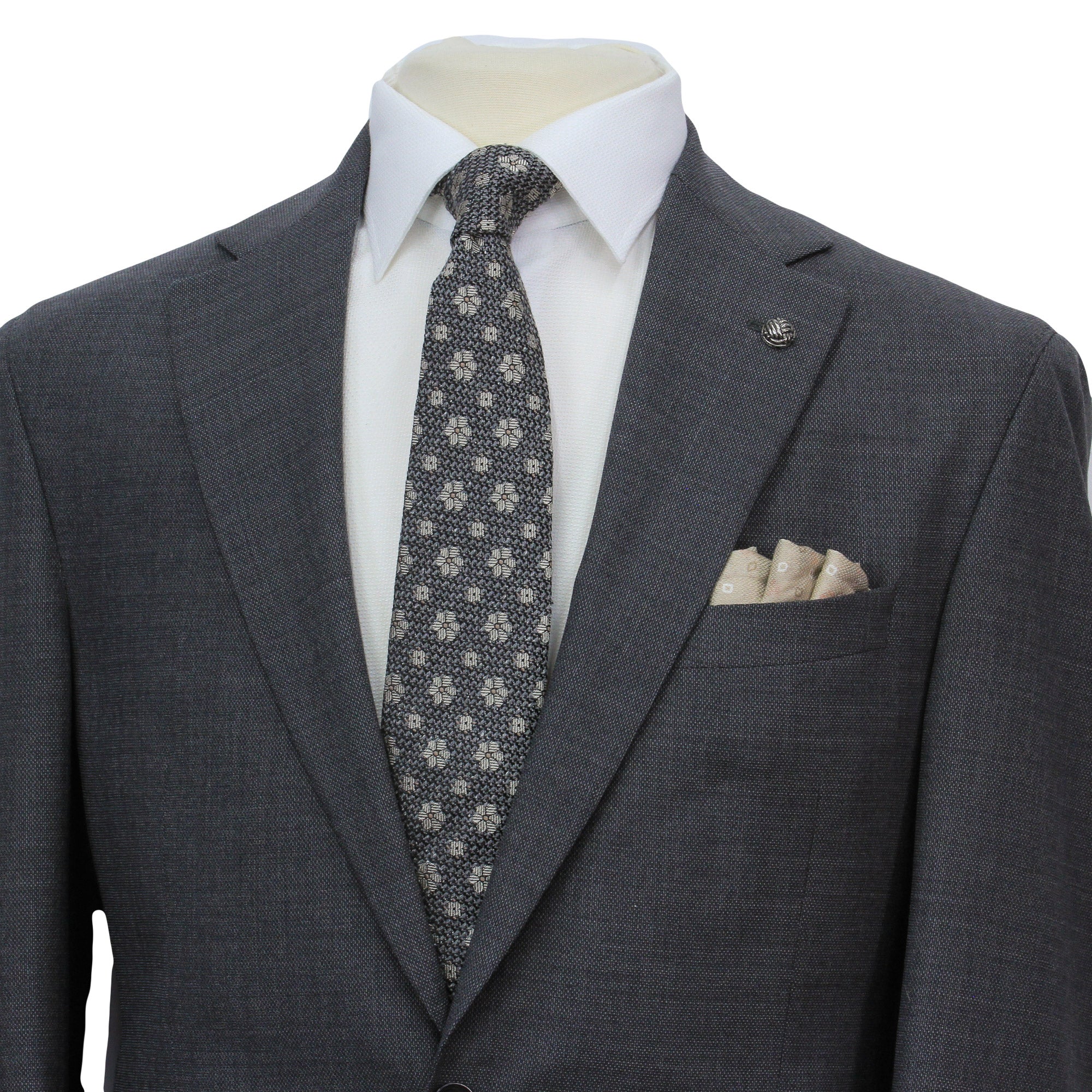 Charcoal Semi-Solid Wool Stretch Dean Contemporary Fit Suit - Jack Victor
