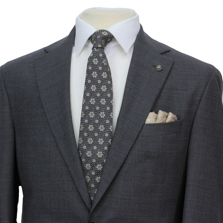 Charcoal Semi-Solid Wool Stretch Dean Contemporary Fit Suit - Jack Victor
