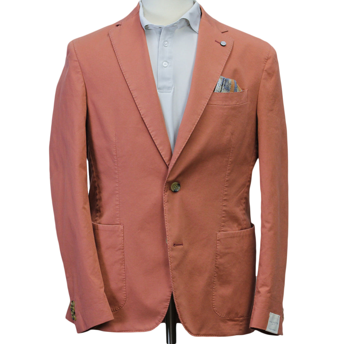 Coral Orange Eames Modern Fit Unconstructed Cotton Stretch Jacket - Jack Victor - Boutique Jacques International