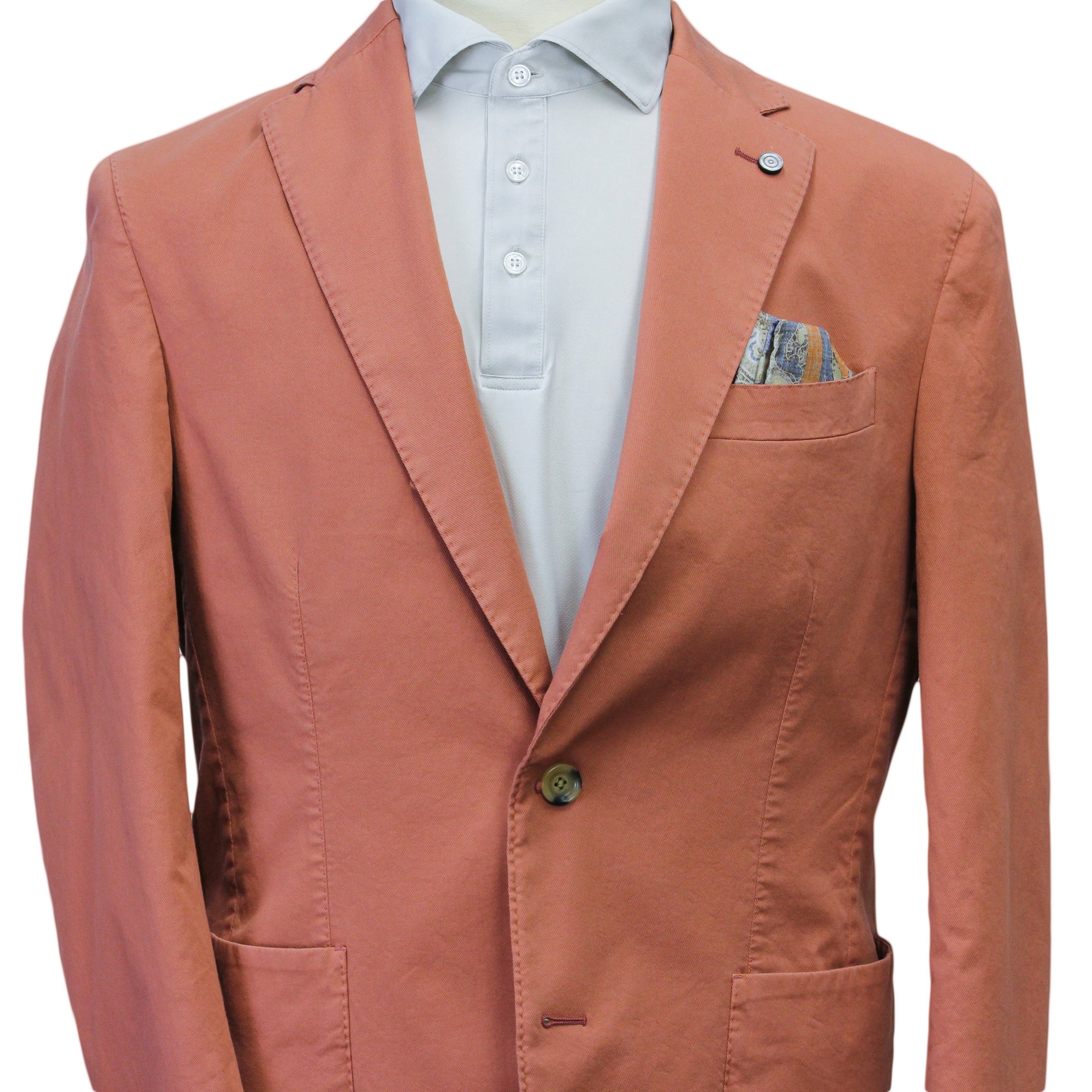 Coral Orange Eames Modern Fit Unconstructed Cotton Stretch Jacket - Jack Victor - Boutique Jacques International