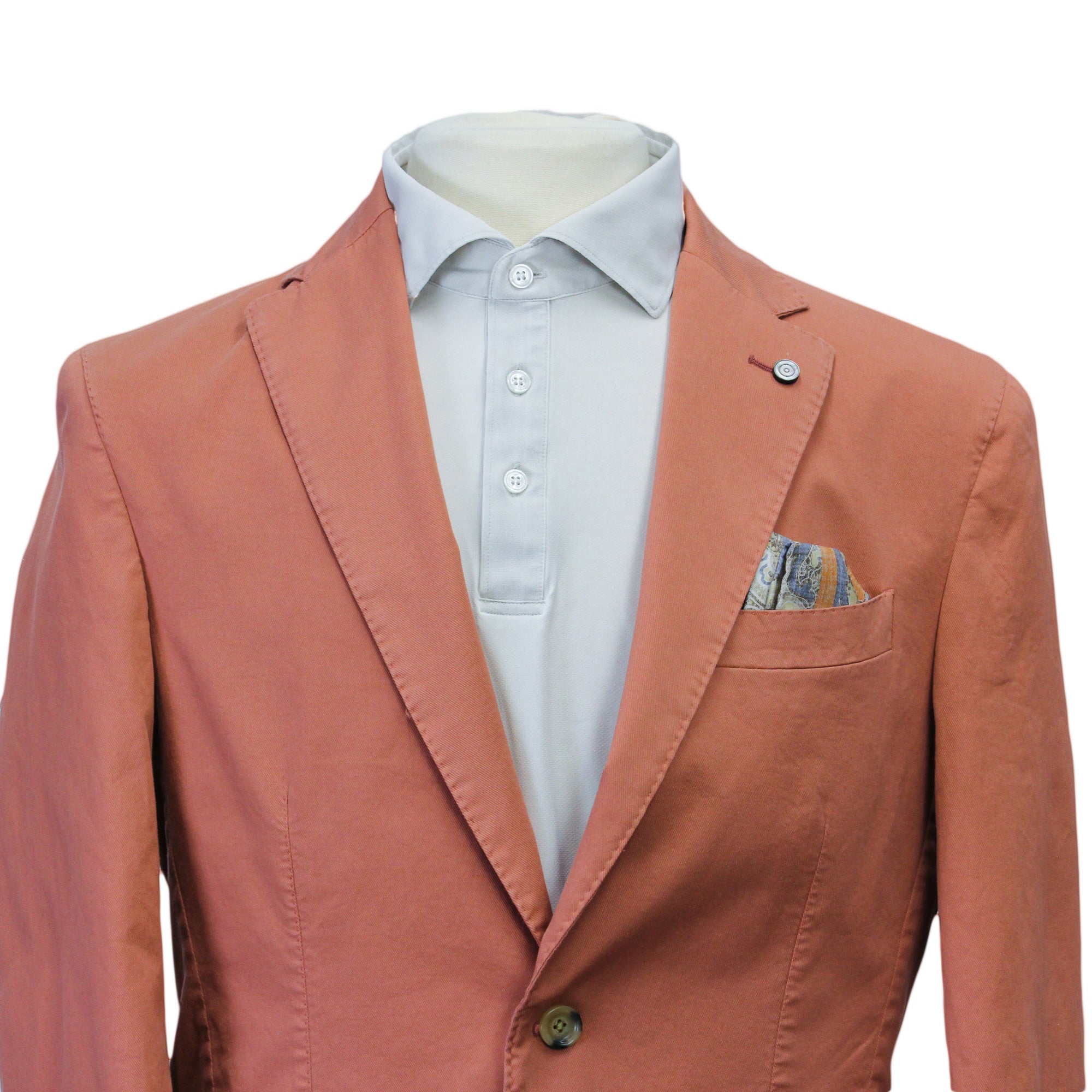 Coral Orange Eames Modern Fit Unconstructed Cotton Stretch Jacket - Jack Victor - Boutique Jacques International