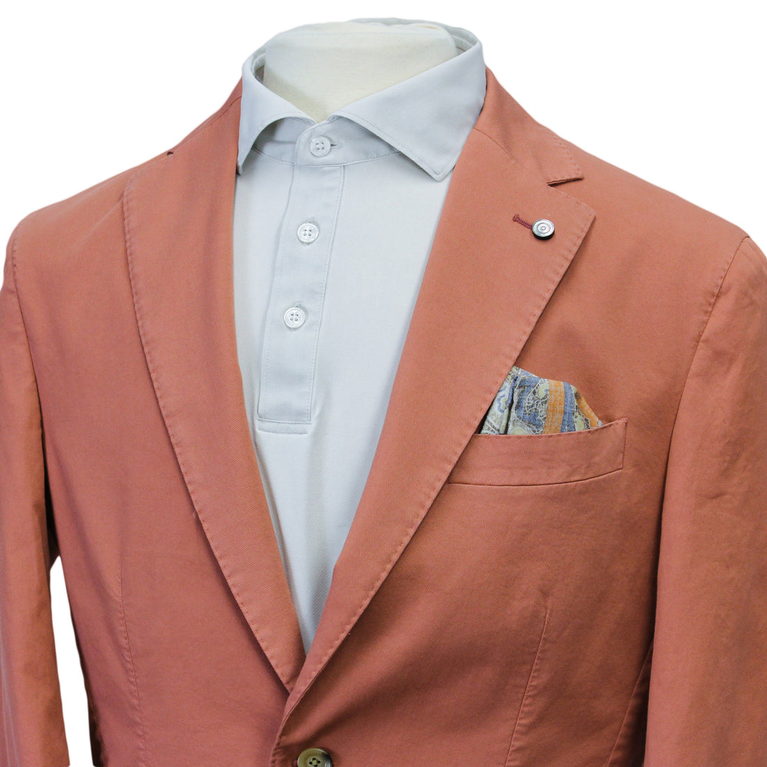 Coral Orange Eames Modern Fit Unconstructed Cotton Stretch Jacket - Jack Victor - Boutique Jacques International
