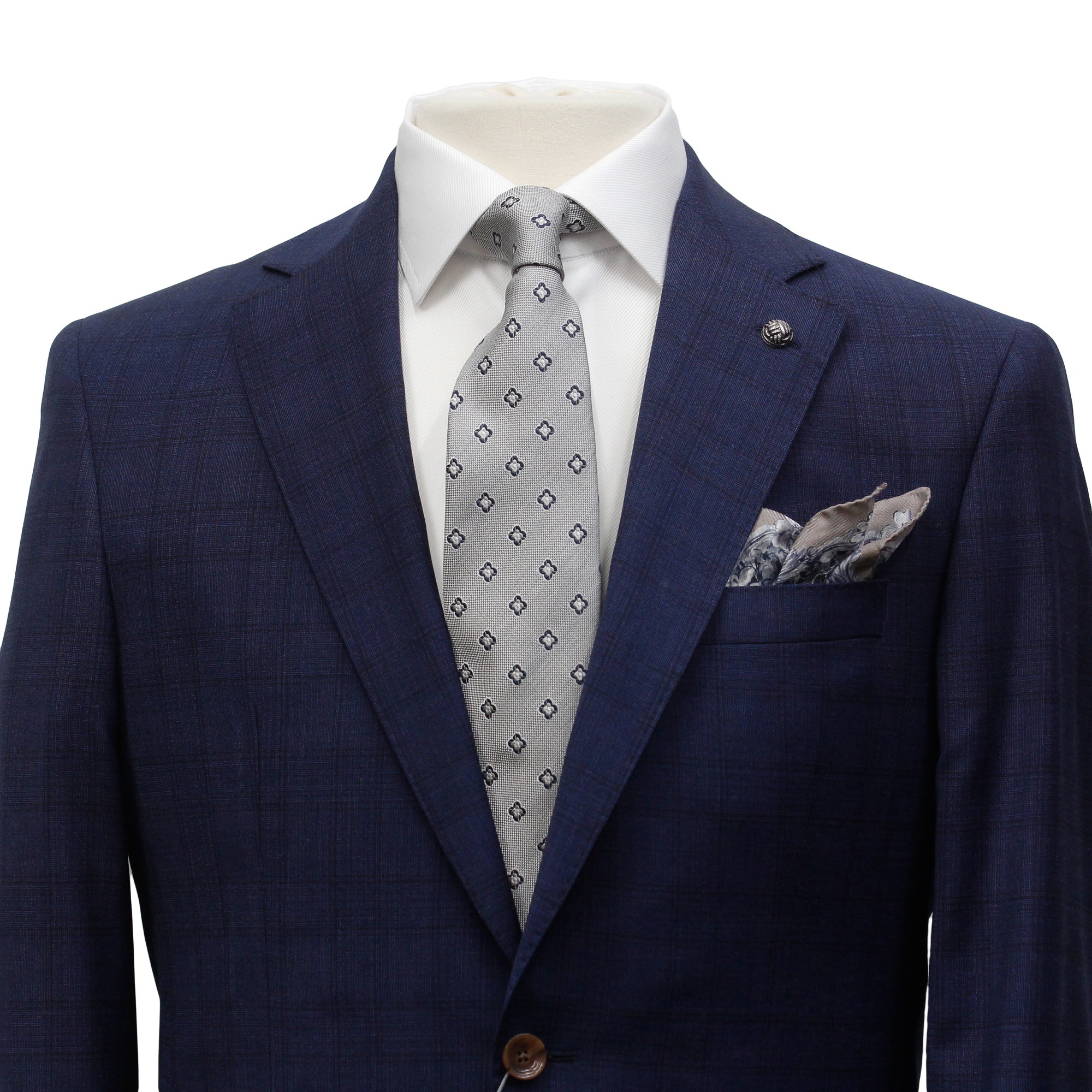 Deep Blue Check Modern Fit Esprit Super 110s Wool Suit - Jack Victor